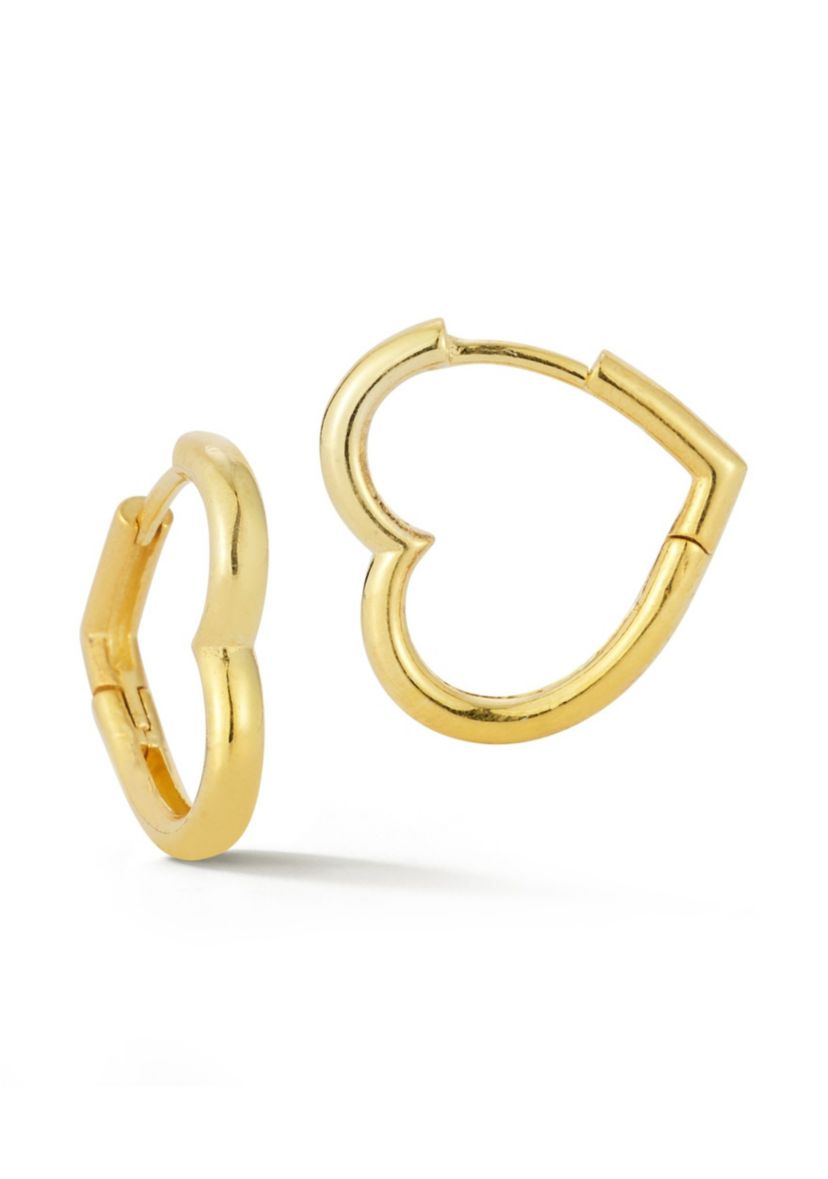 Sterling Silver Large Open Heart Huggie Hoop Earrings