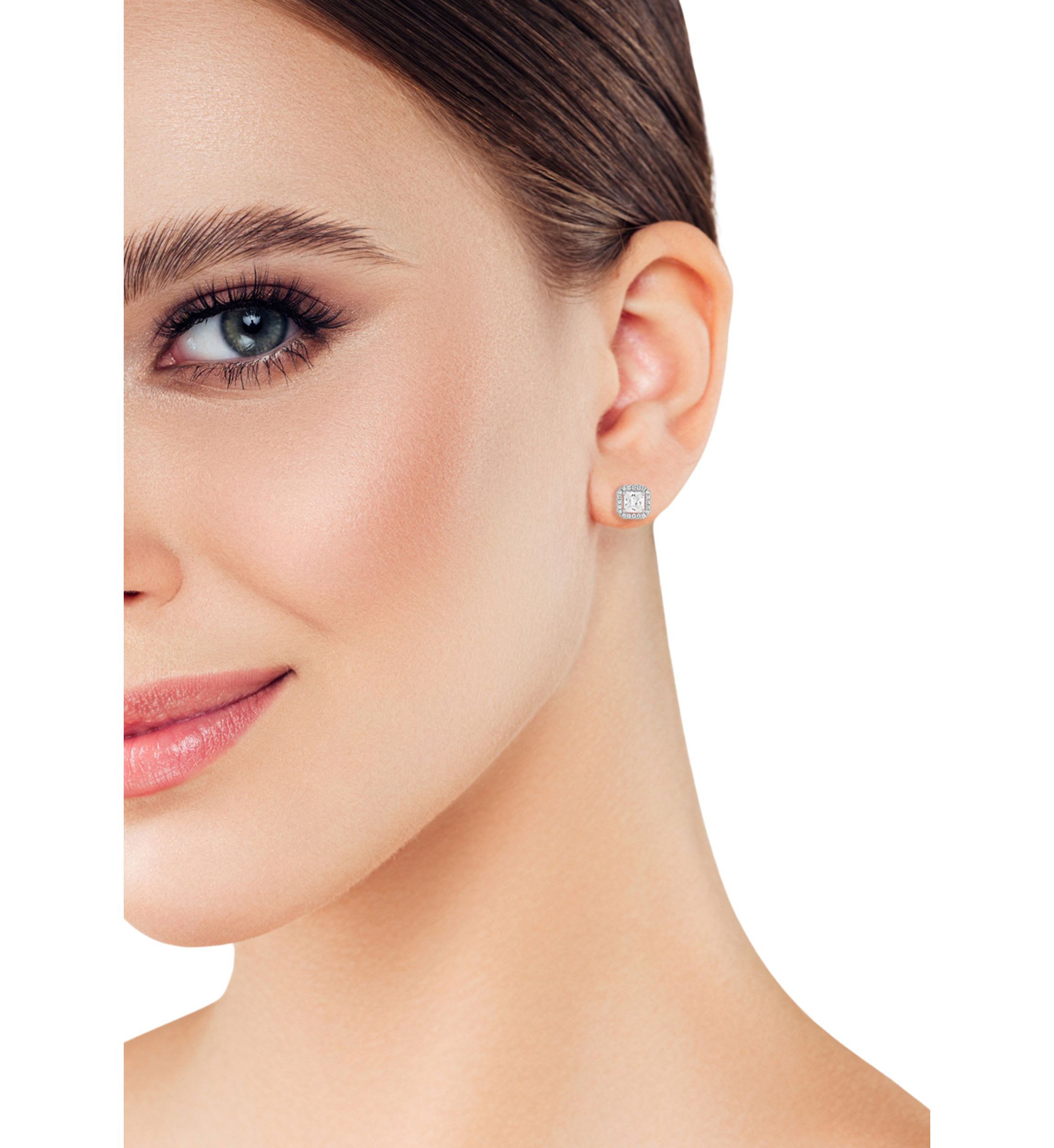 Sterling Silver Cubic Zirconia Cluster Stud Earrings