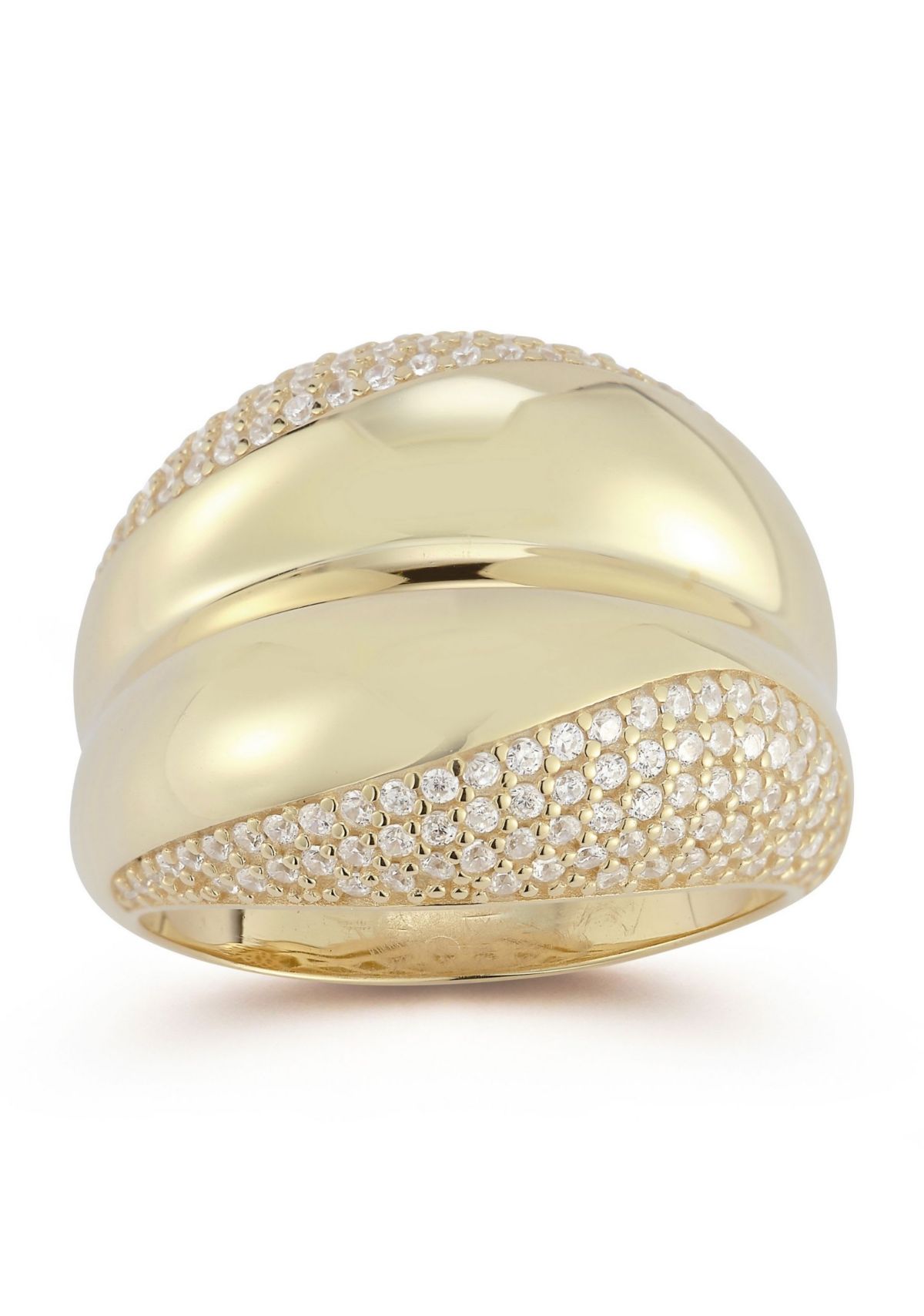 Sterling Silver Cubic Zirconia Bold Concave Dome Ring