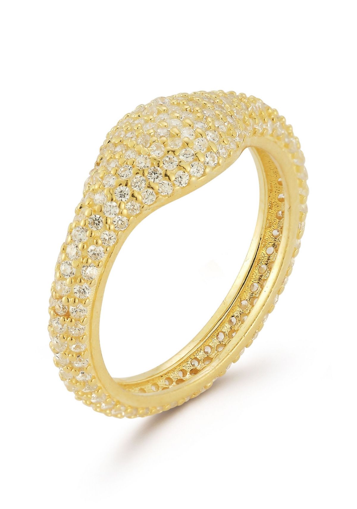 Sterling Silver Pave Signet Dome Ring