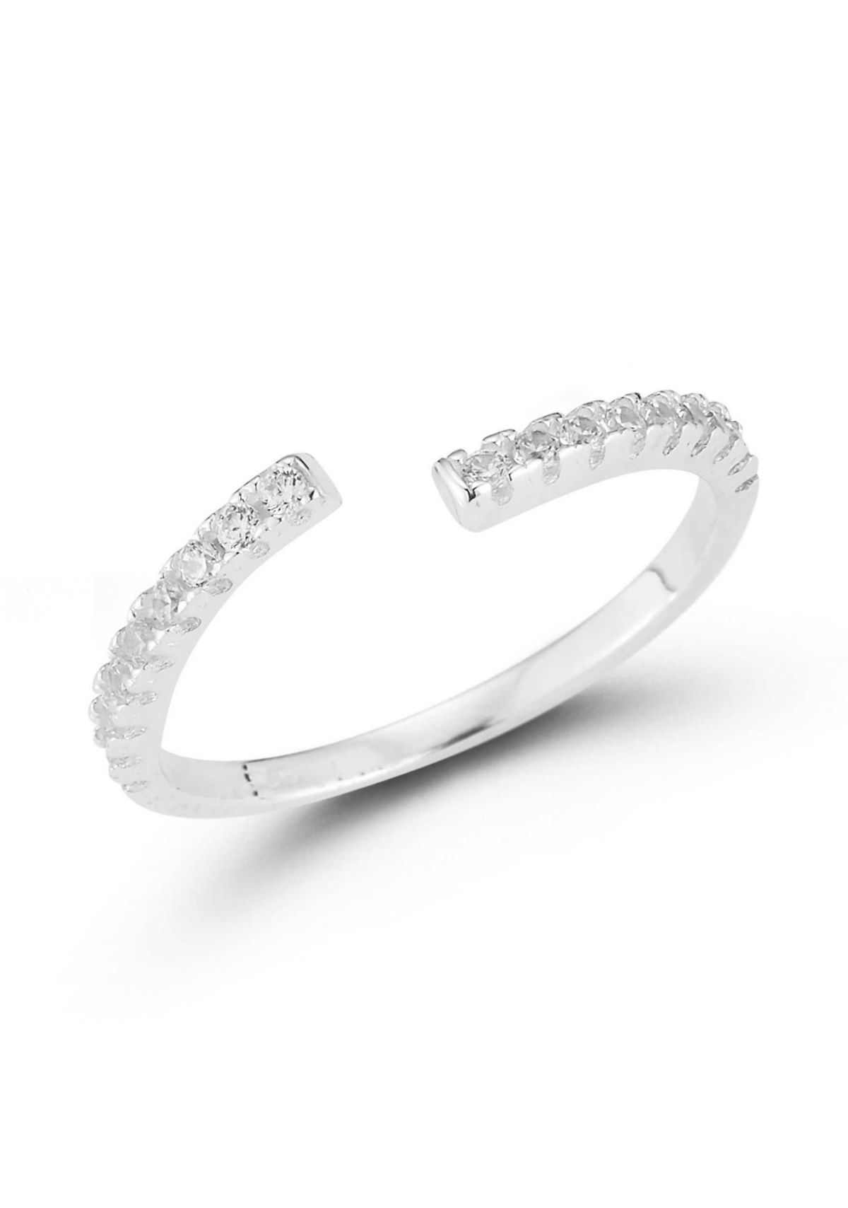 Sterling Silver Cubic Zirconia Bypass Ring