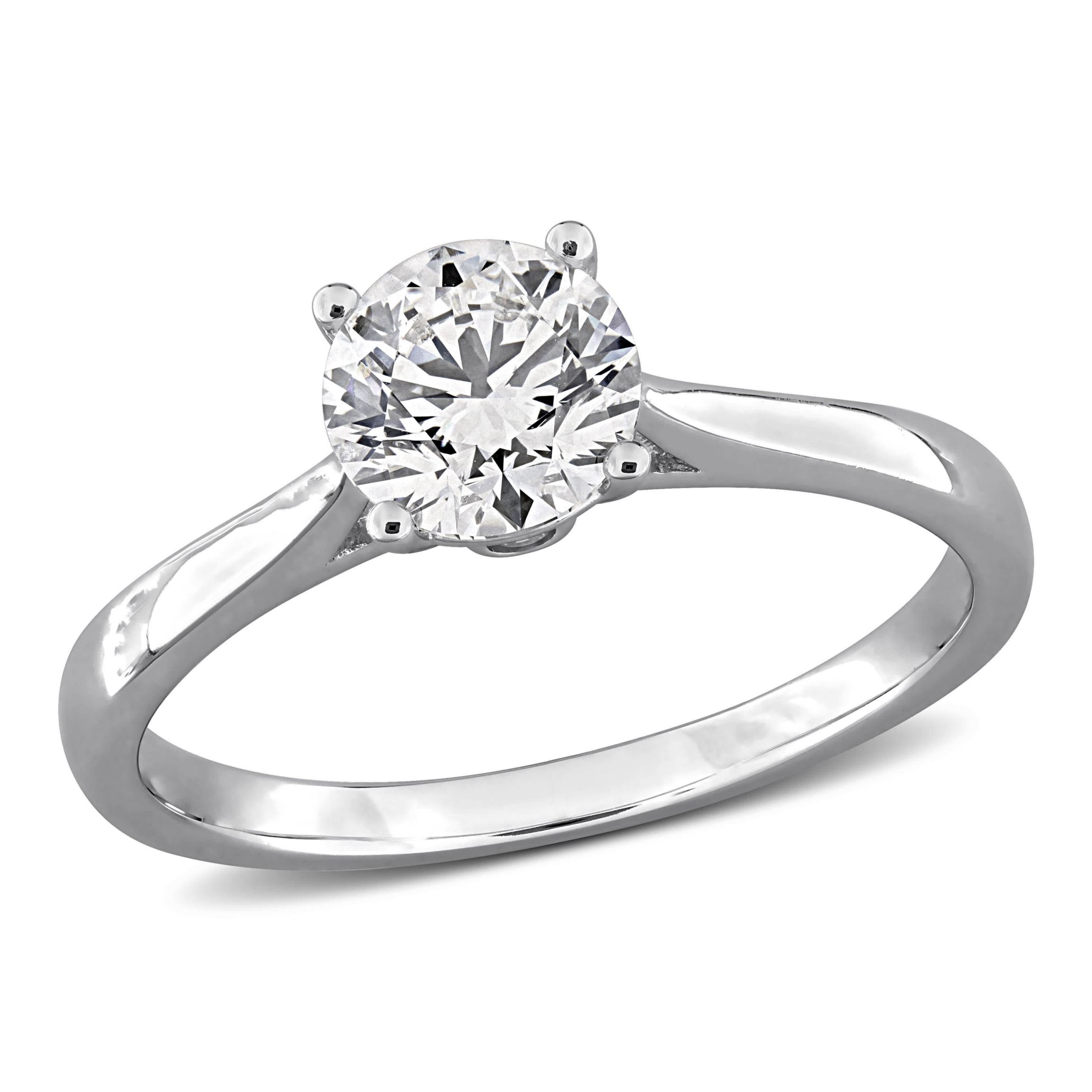 Lab Created Lab Grown Diamond Engagement Ring in Sterling Silver