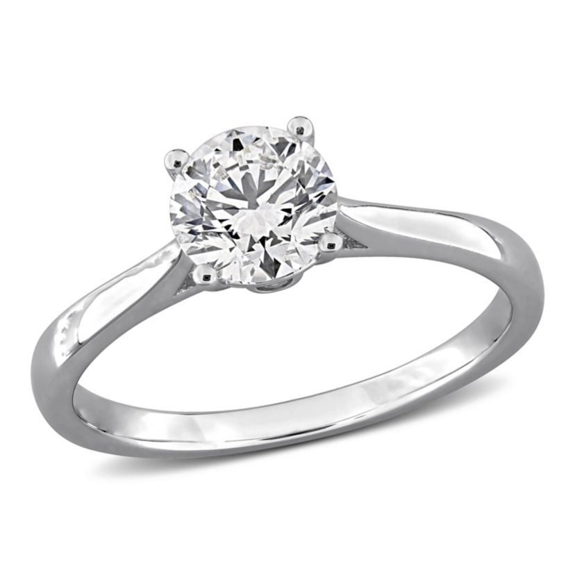 Lab Created Lab Grown Diamond Engagement Ring in Sterling Silver