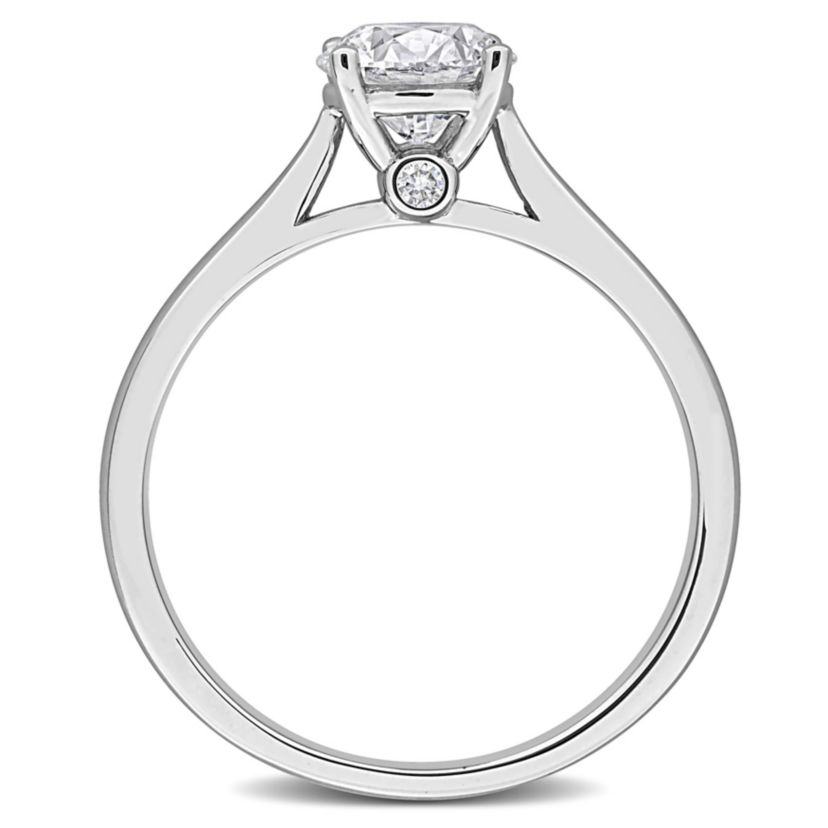 Lab Created Lab Grown Diamond Engagement Ring in Sterling Silver
