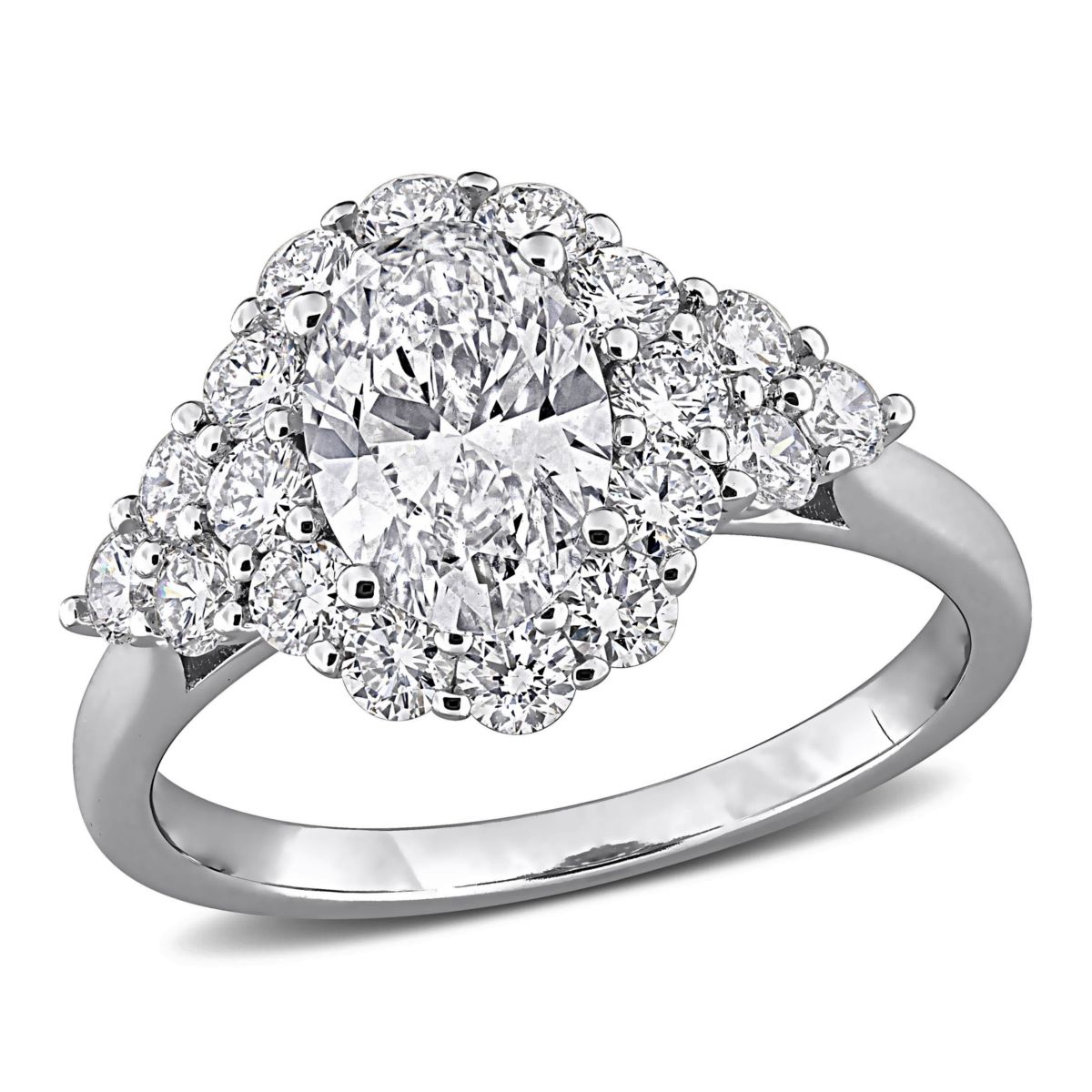 Lab Created Lab Grown Diamonds Engagement Ring in Sterling Silver