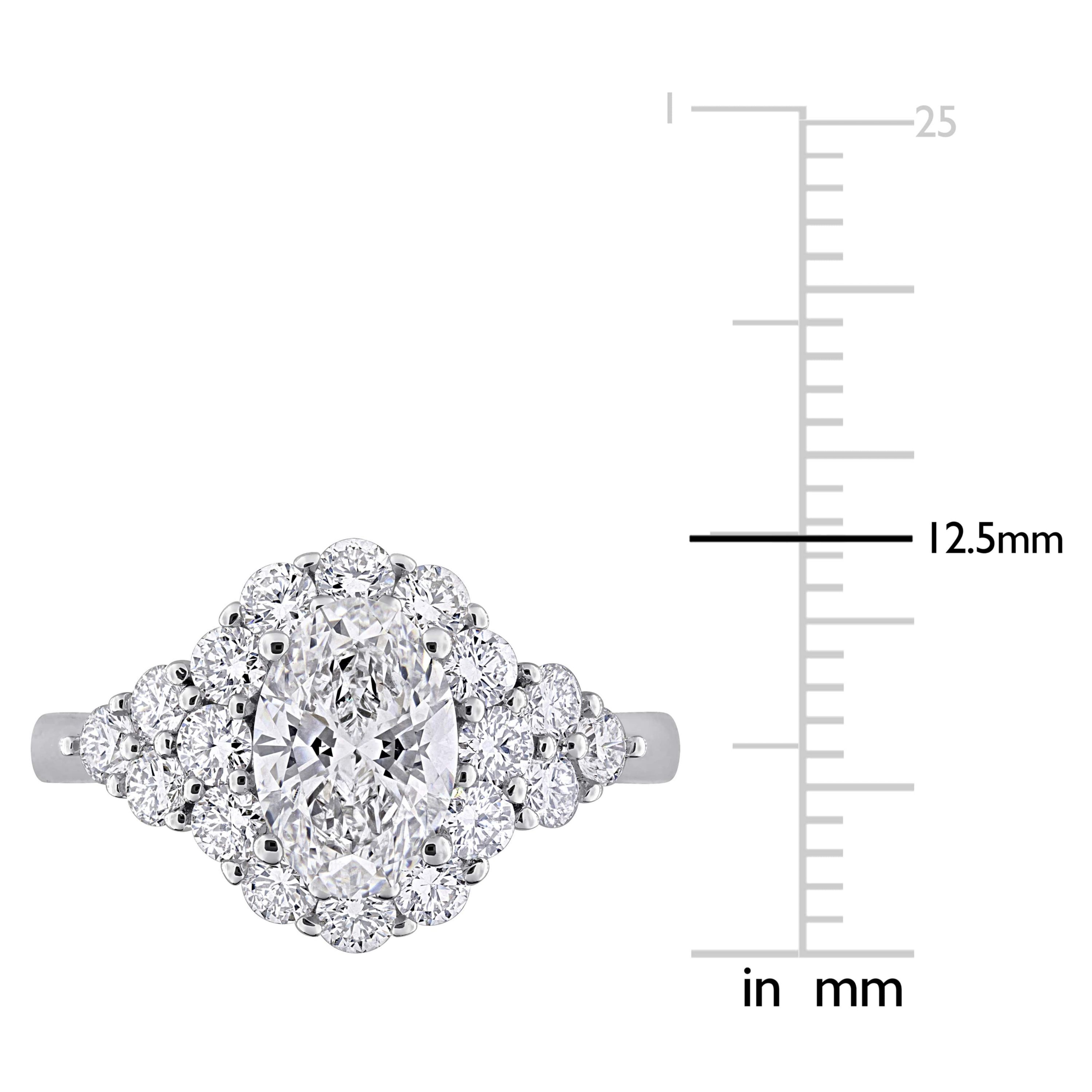 Lab Created Lab Grown Diamonds Engagement Ring in Sterling Silver