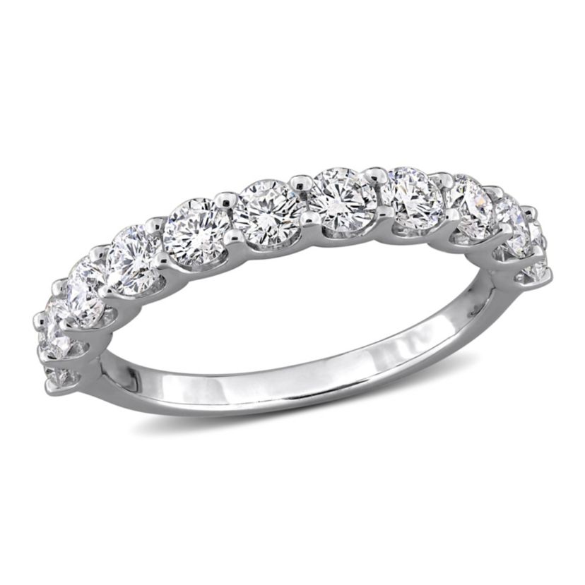 Lab Created Lab Grown Diamond Semi-Eternity Ring in Sterling Silver