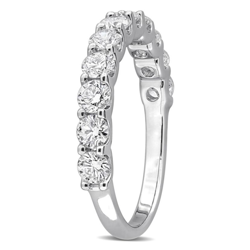 Lab Created Lab Grown Diamond Semi-Eternity Ring in Sterling Silver