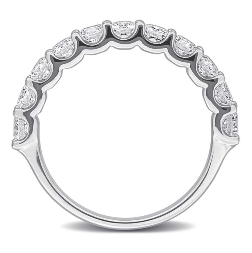 Lab Created Lab Grown Diamond Semi-Eternity Ring in Sterling Silver