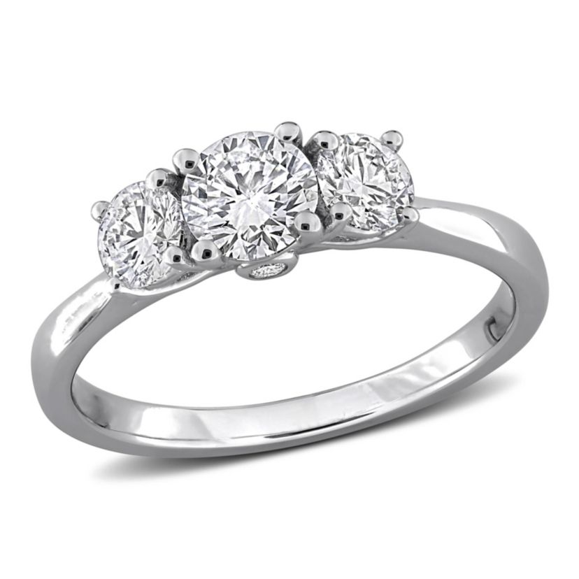 Lab Created Lab Grown Diamond 3-Stone Ring in Sterling Silver