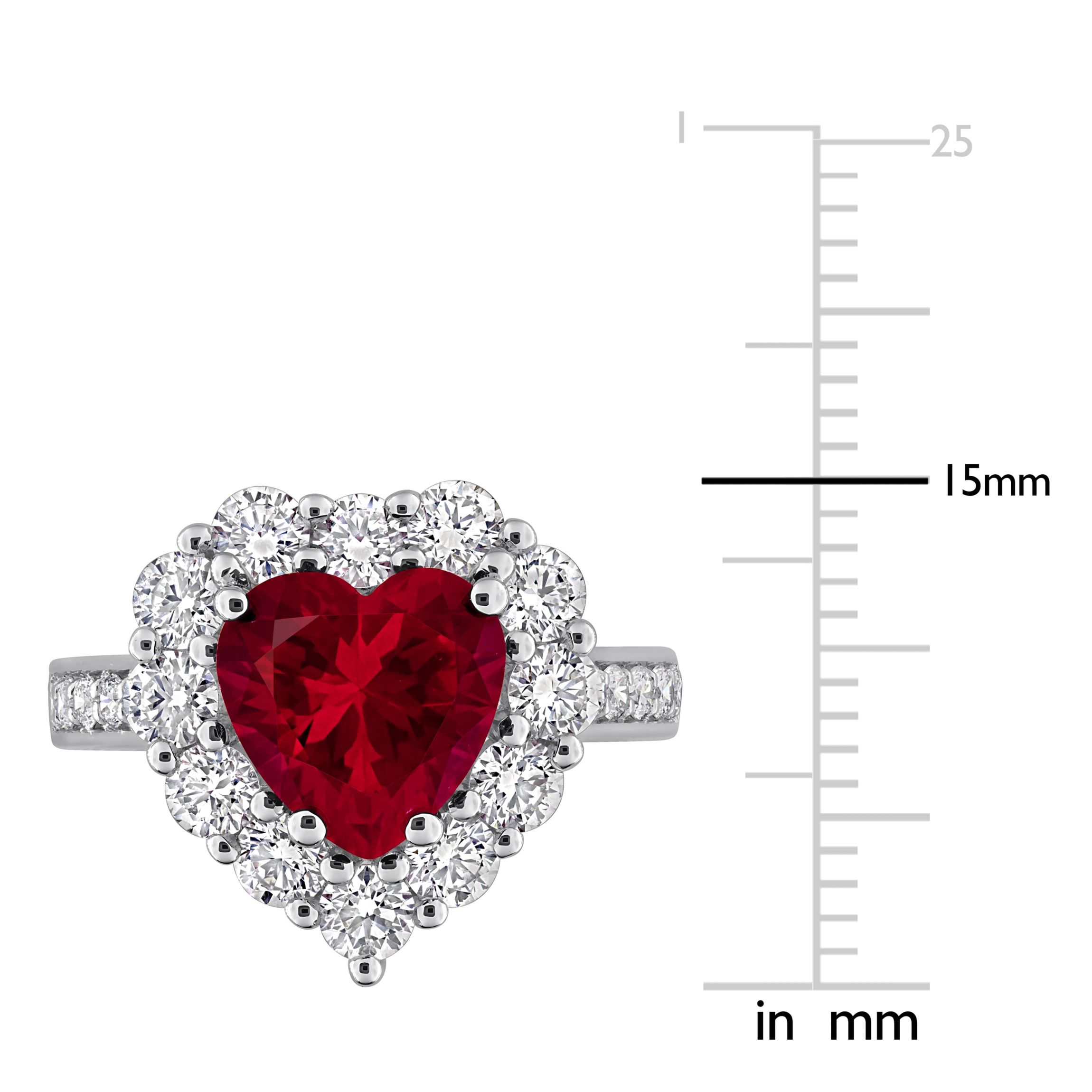 Lab Created Lab Grown Diamond & Created Ruby Ring in Sterling Silver
