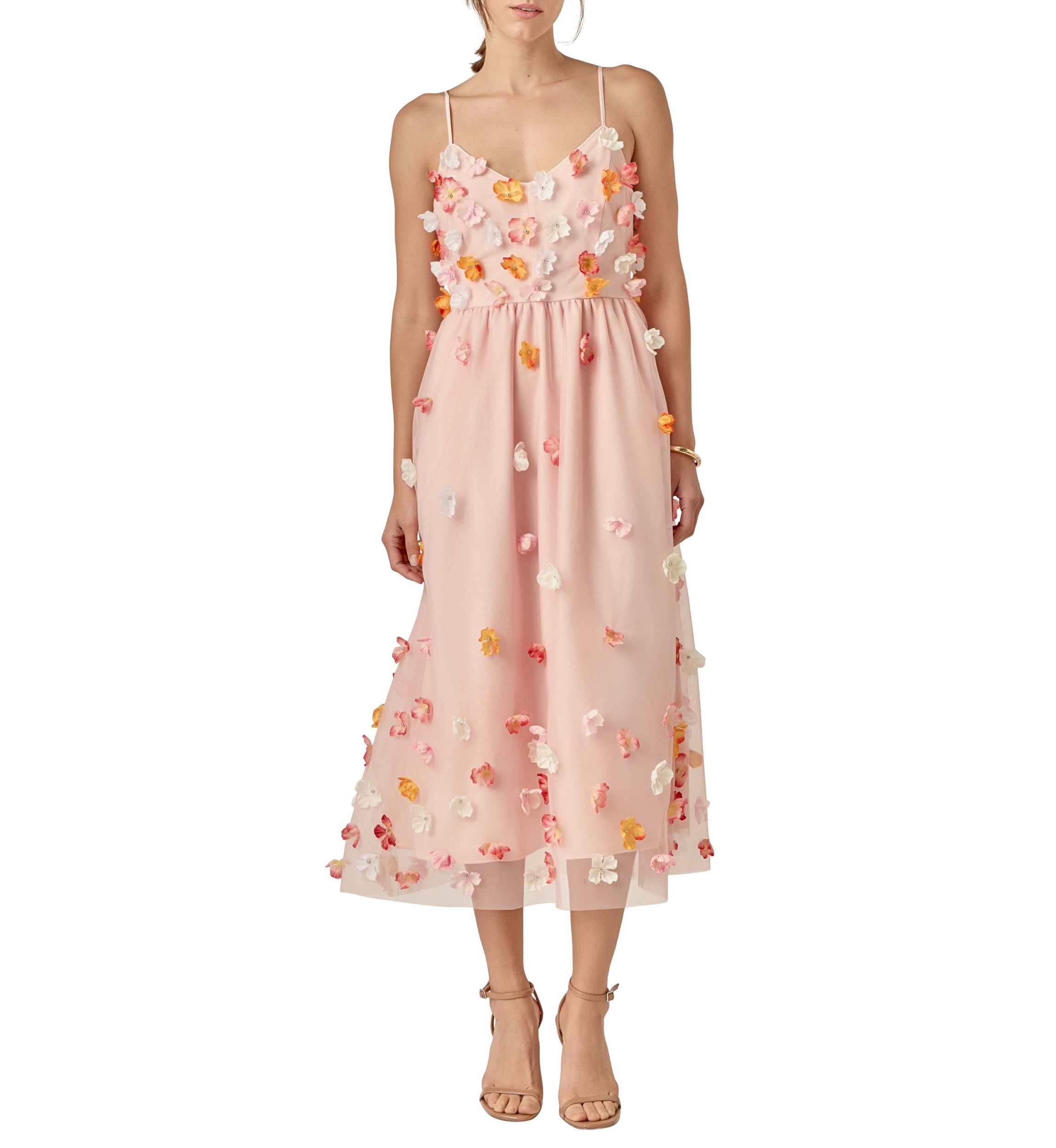 FLOWER SLEEVELESS MIDI DRESS