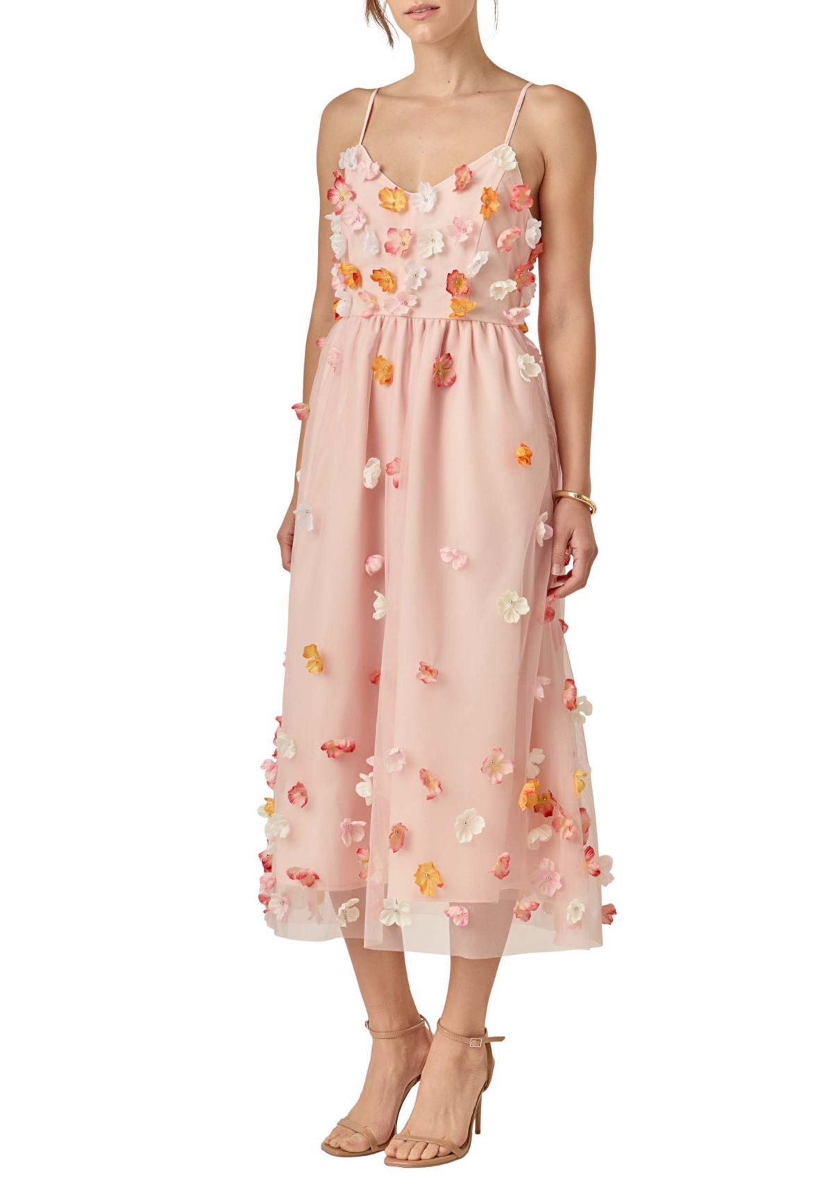 FLOWER SLEEVELESS MIDI DRESS