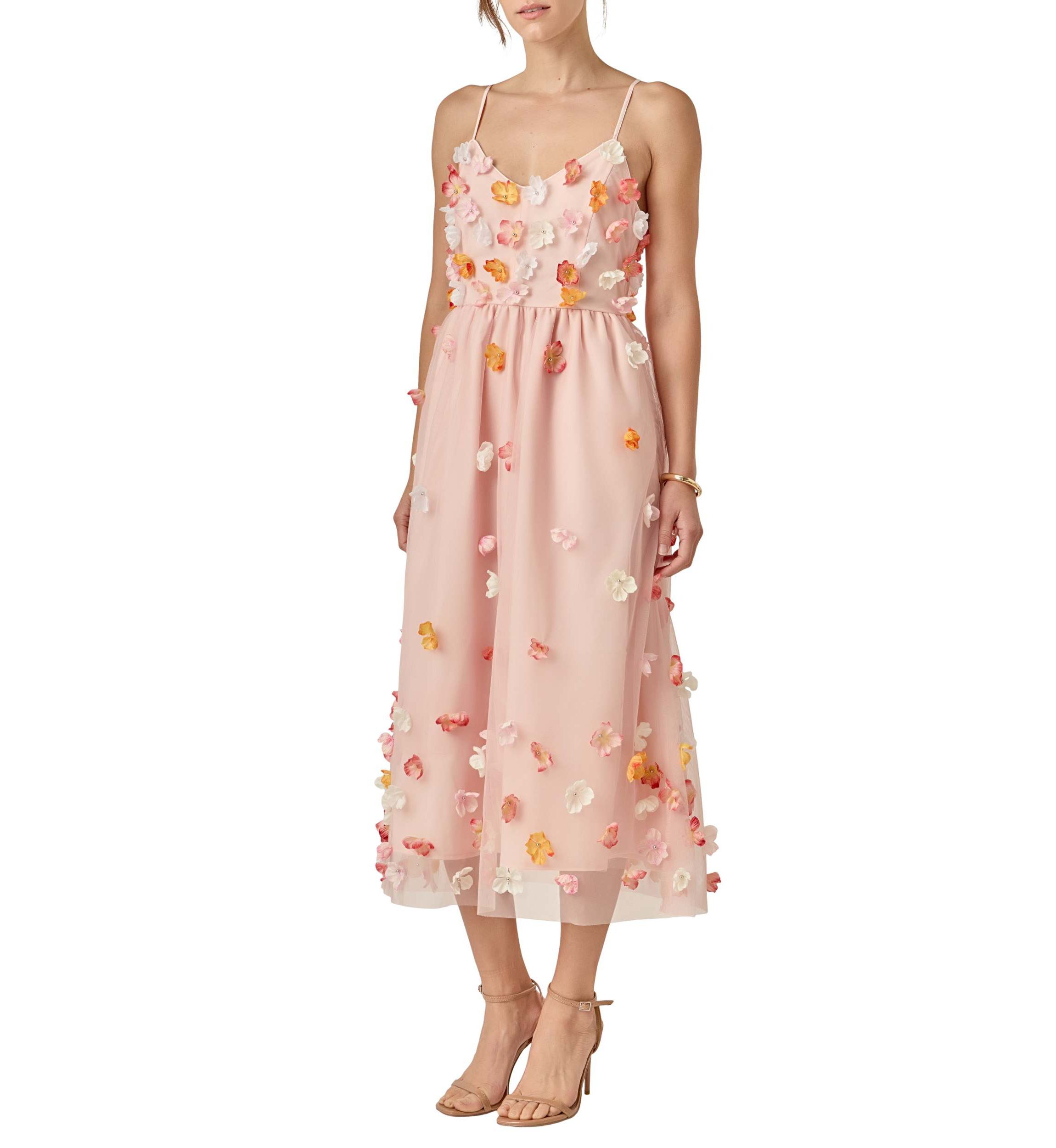 FLOWER SLEEVELESS MIDI DRESS