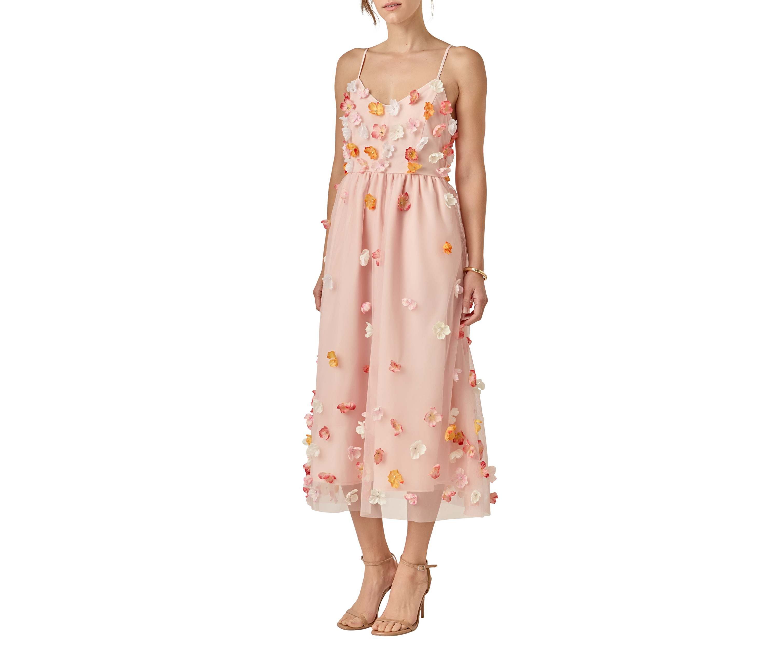 FLOWER SLEEVELESS MIDI DRESS