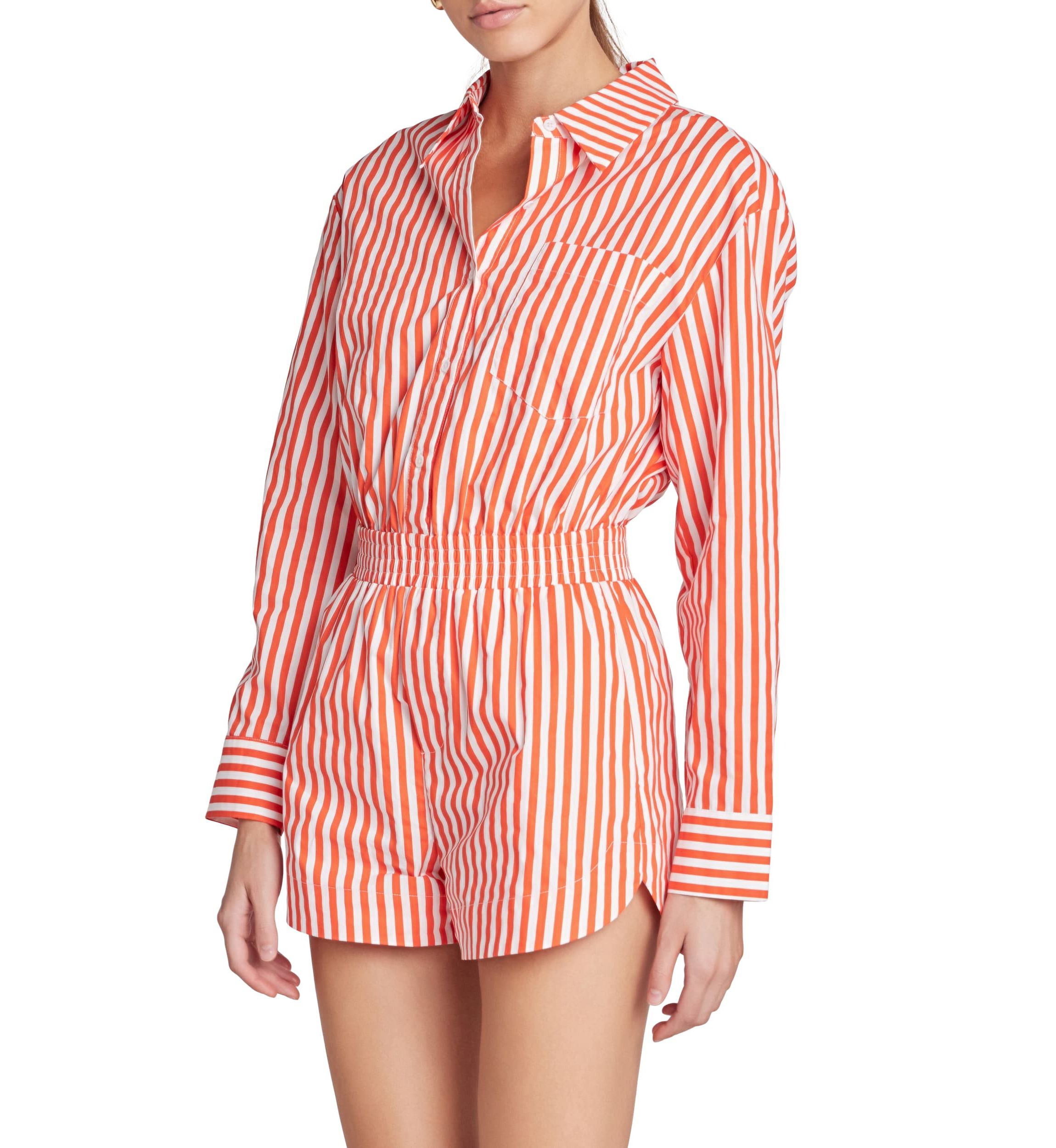 Oversized Stripe Shirt Romper
