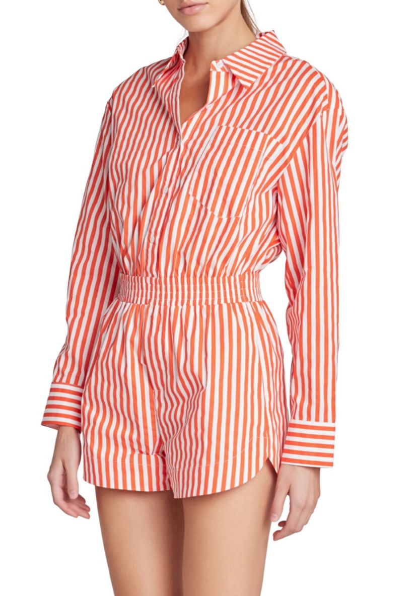 Oversized Stripe Shirt Romper