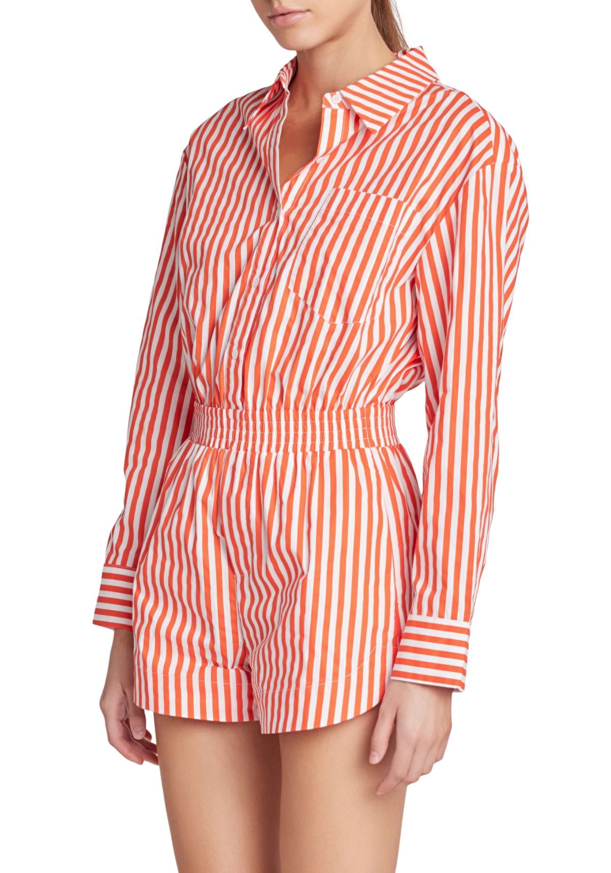 Oversized Stripe Shirt Romper
