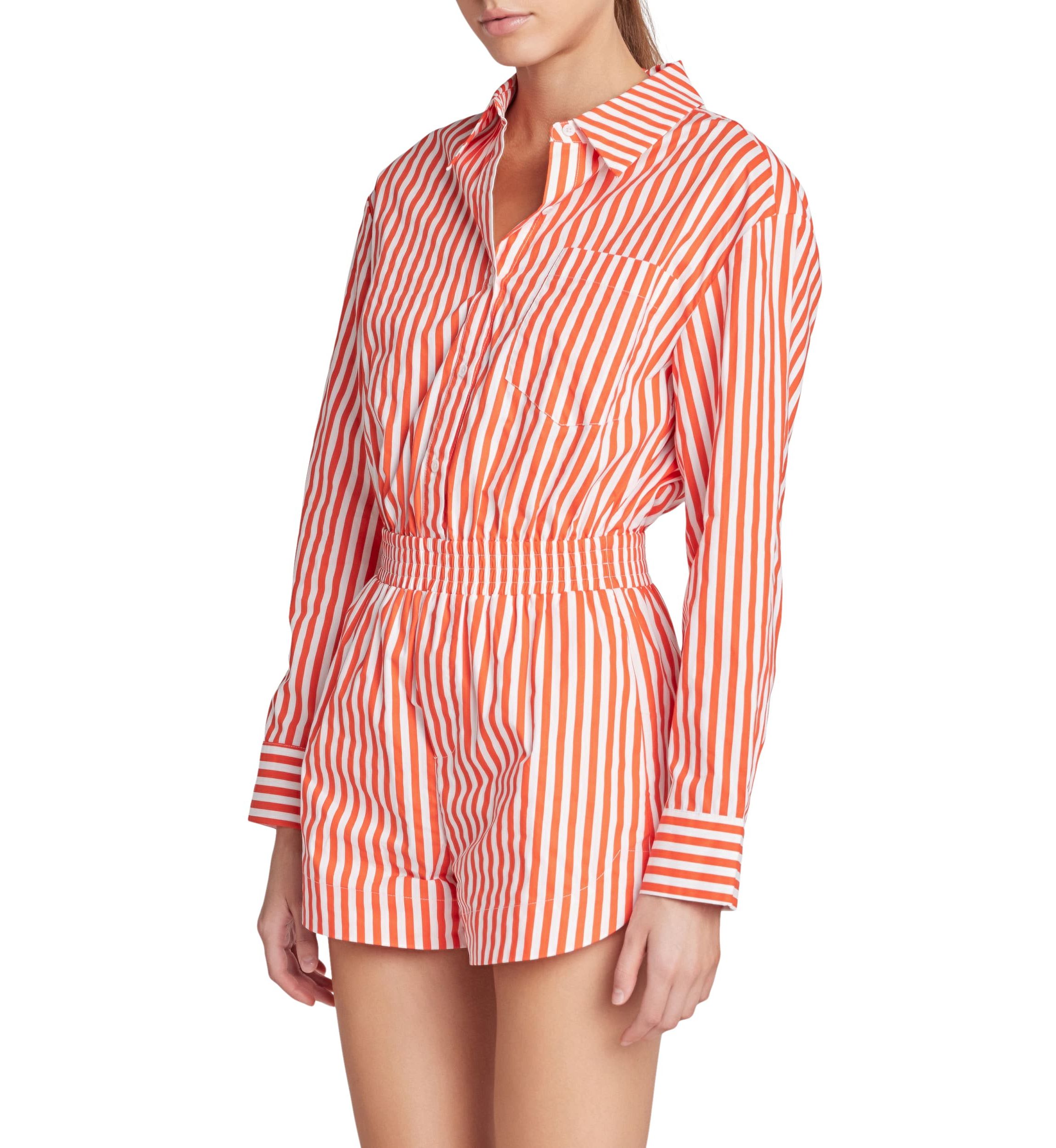 Oversized Stripe Shirt Romper