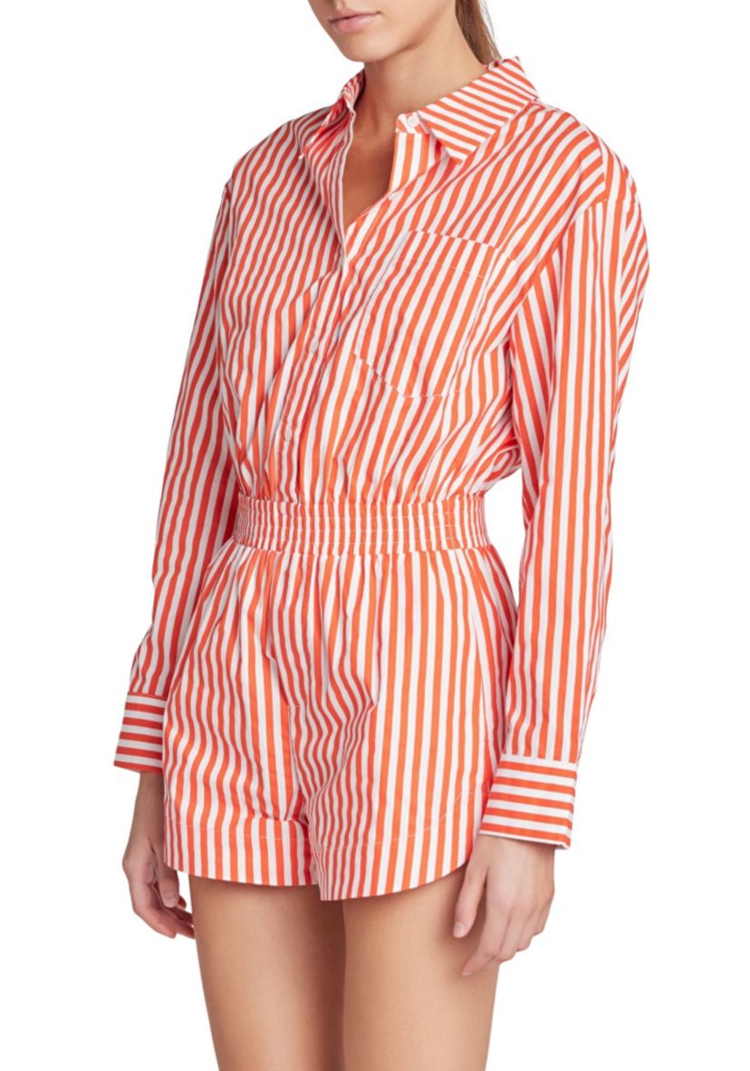 Oversized Stripe Shirt Romper