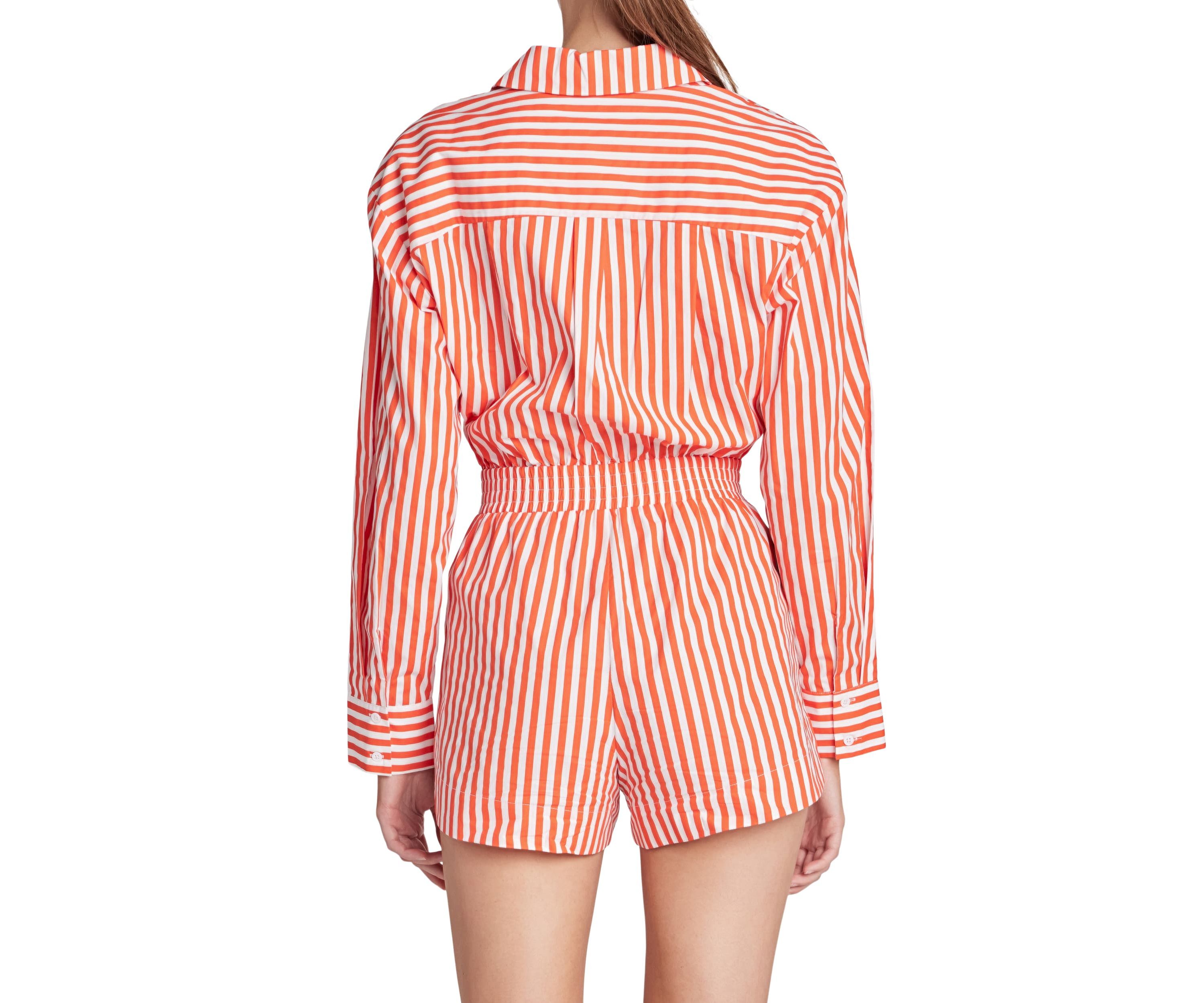 Oversized Stripe Shirt Romper