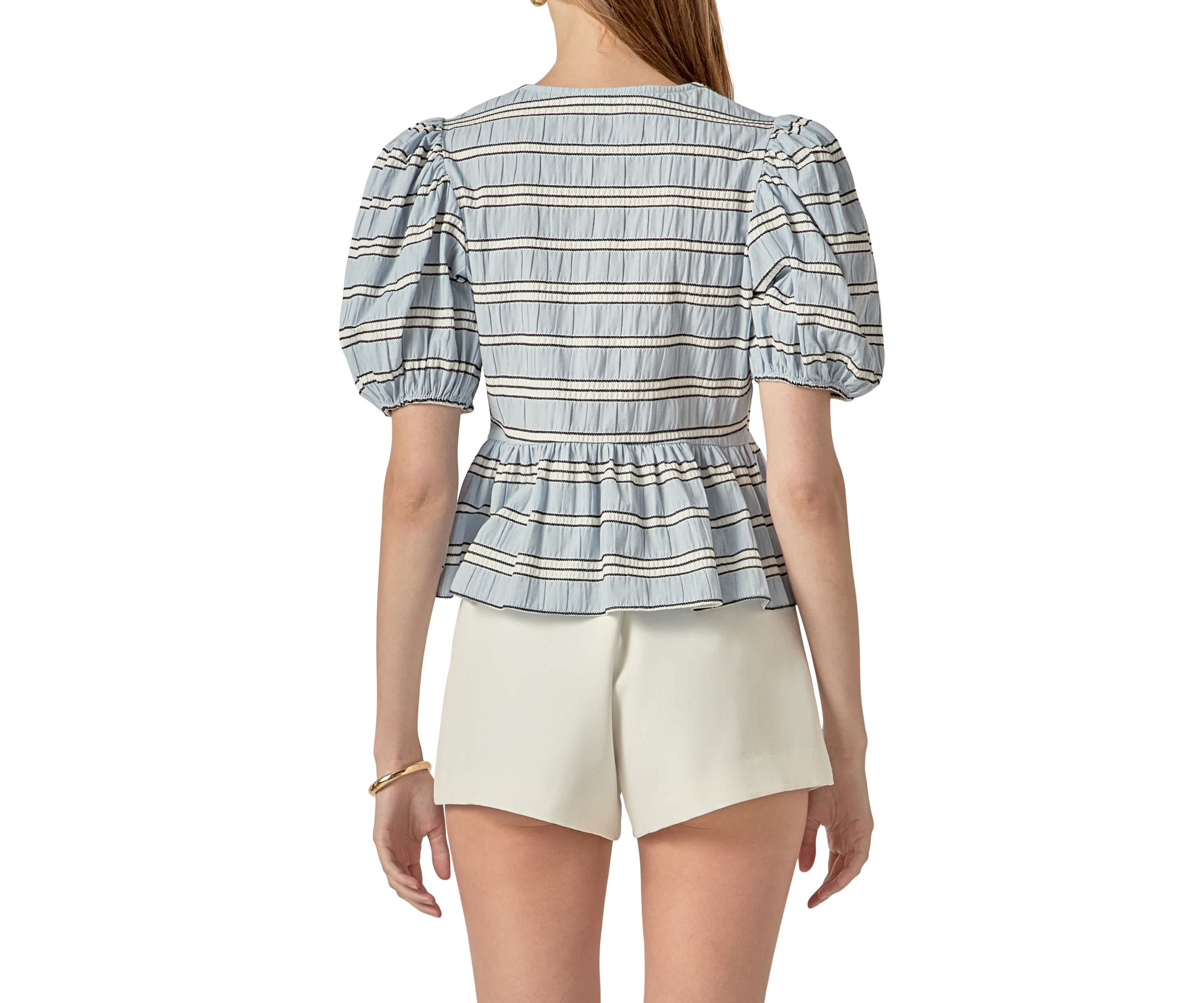 BOW DETAILED PUFF SLEEVE TOP