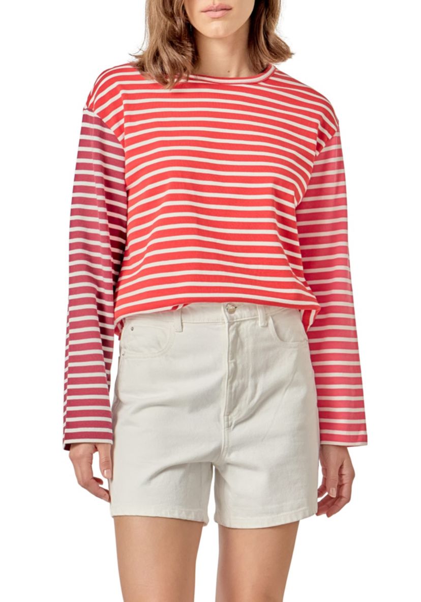 STRIPE COLOR BLOCK SHIRT