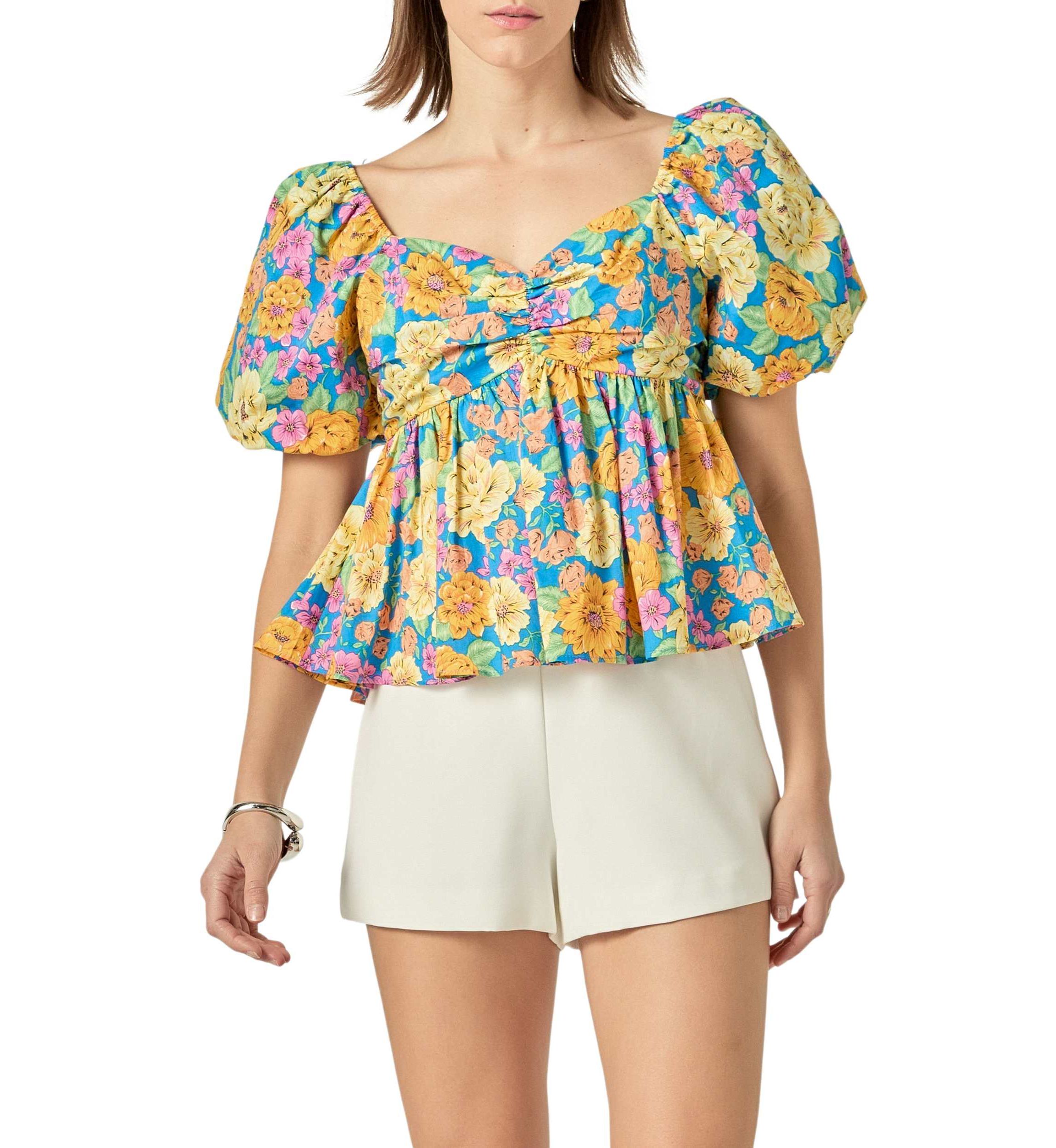 Floral Puff Sleeve Top