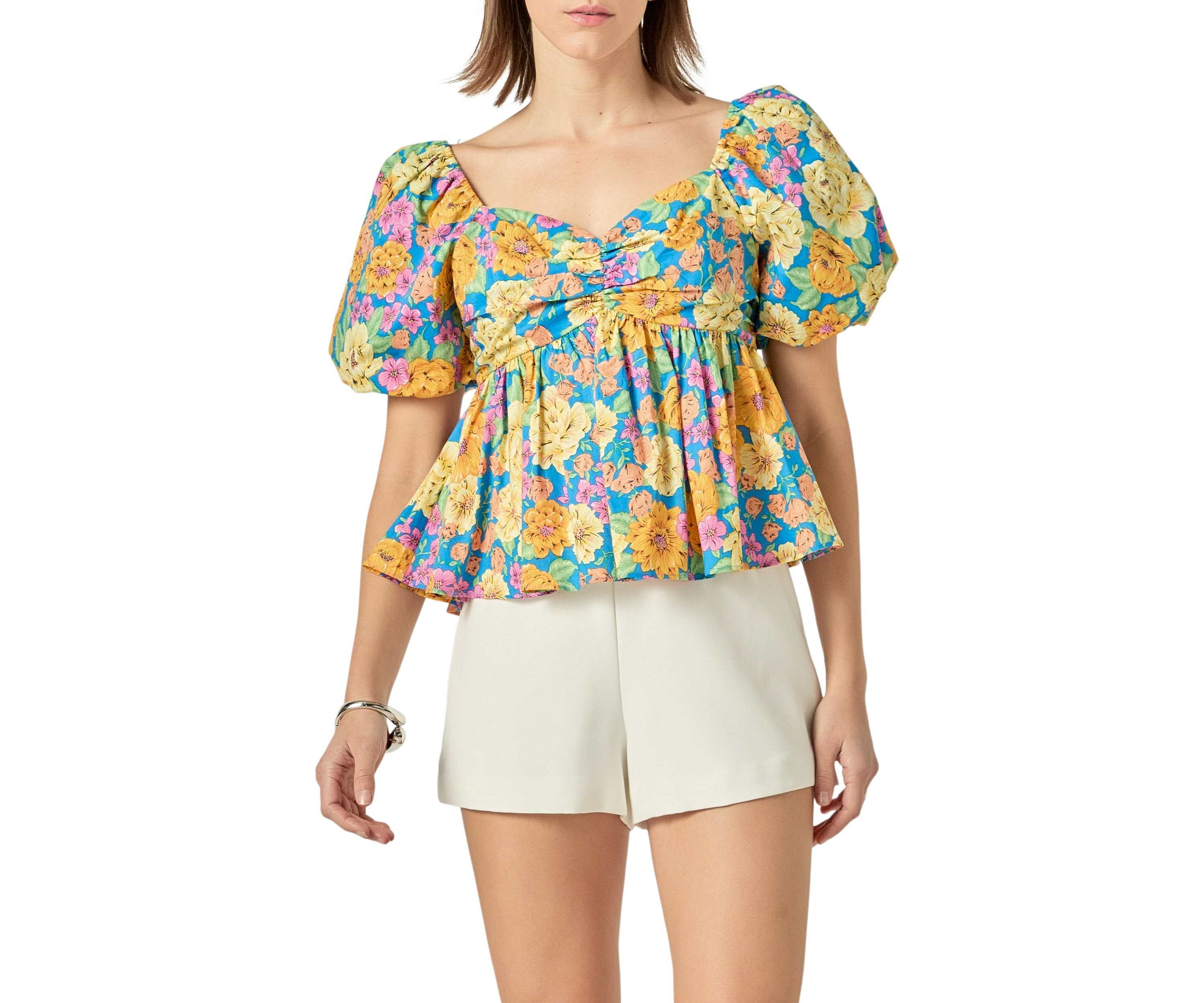 Floral Puff Sleeve Top