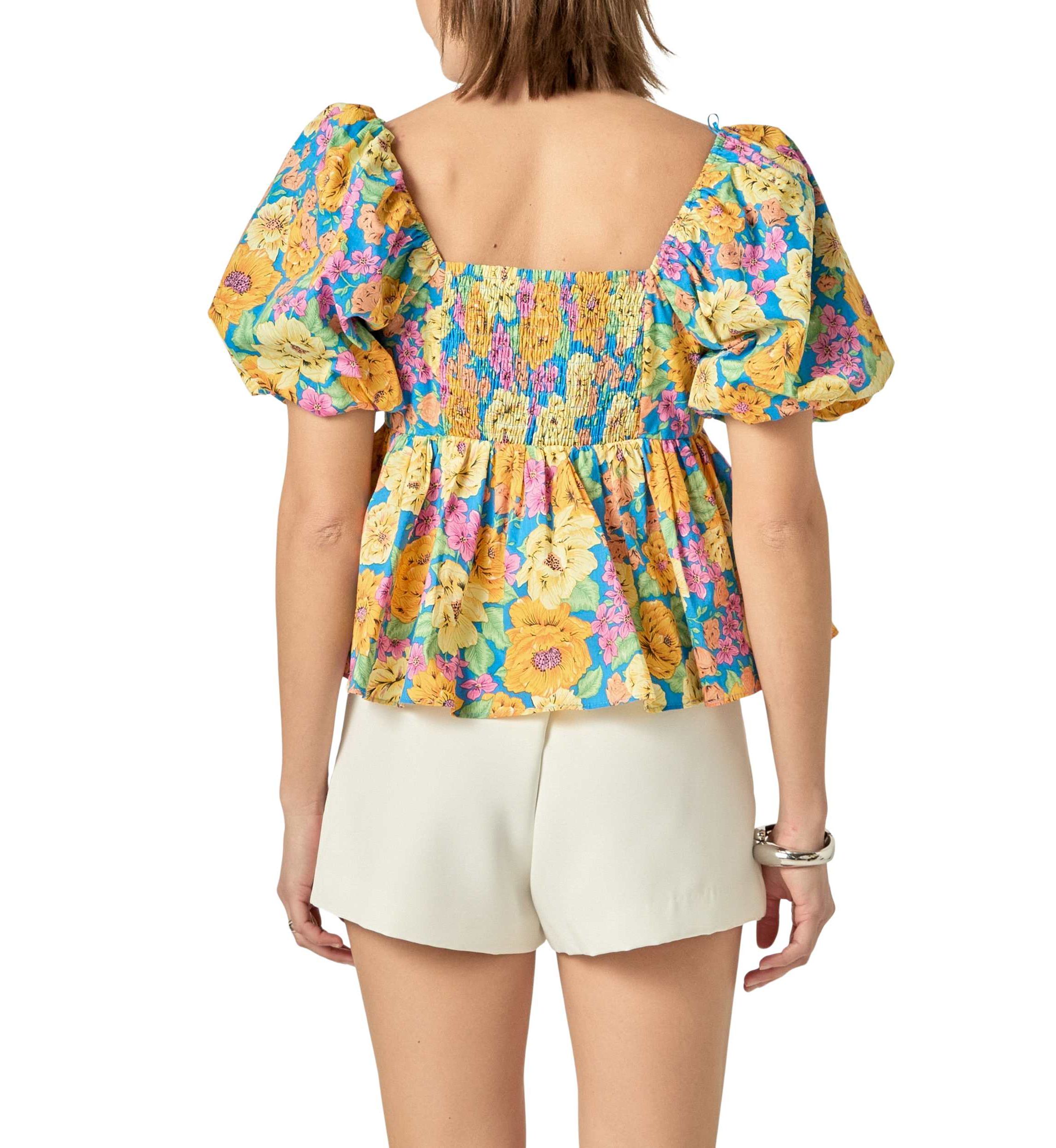 Floral Puff Sleeve Top