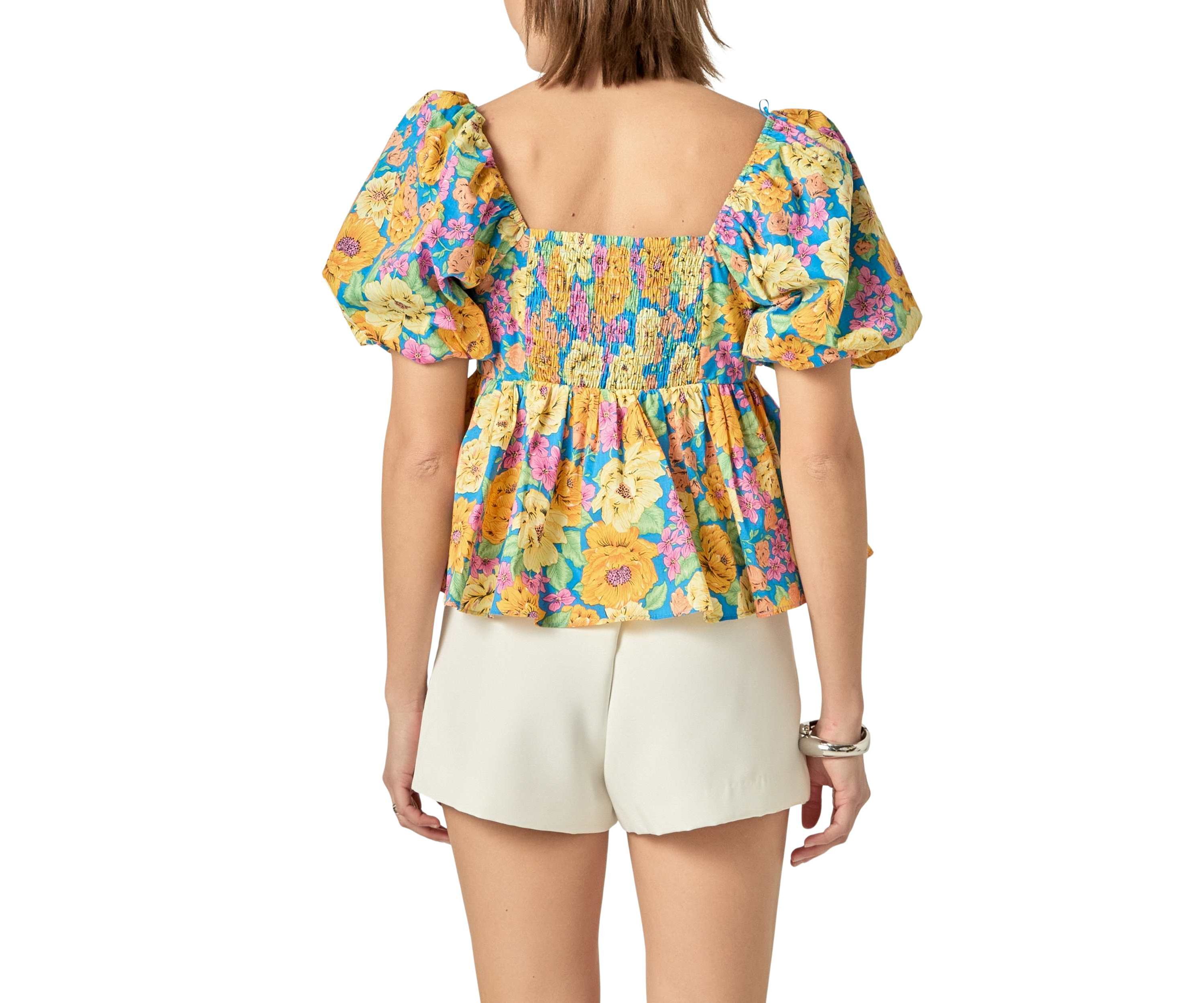 Floral Puff Sleeve Top