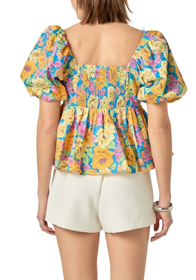 Floral Puff Sleeve Top