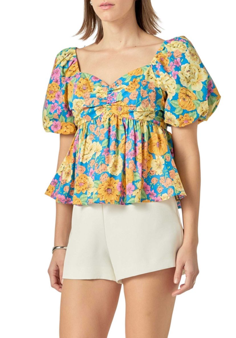 Floral Puff Sleeve Top