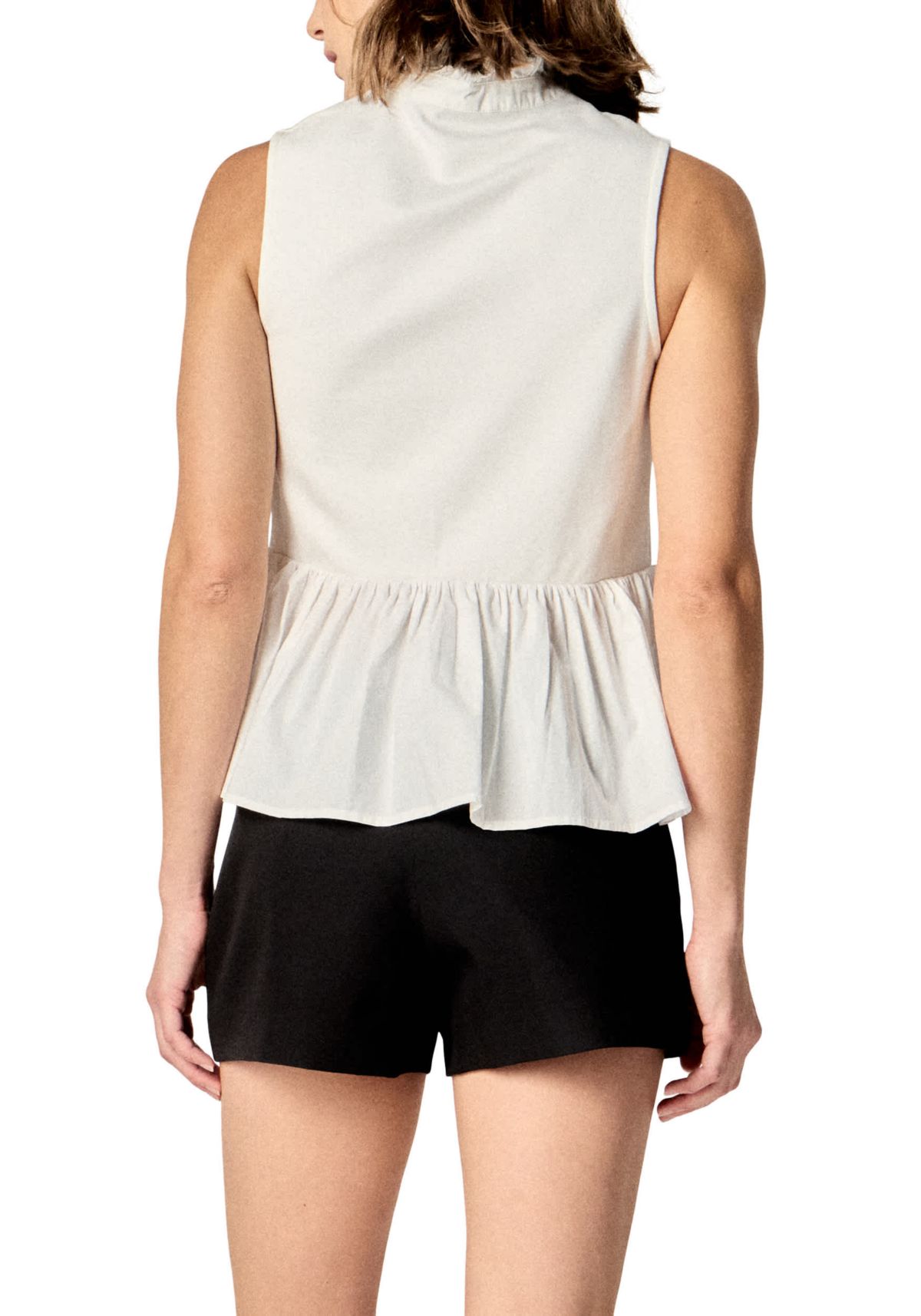 MIXED MEDIA RUFFLED TOP