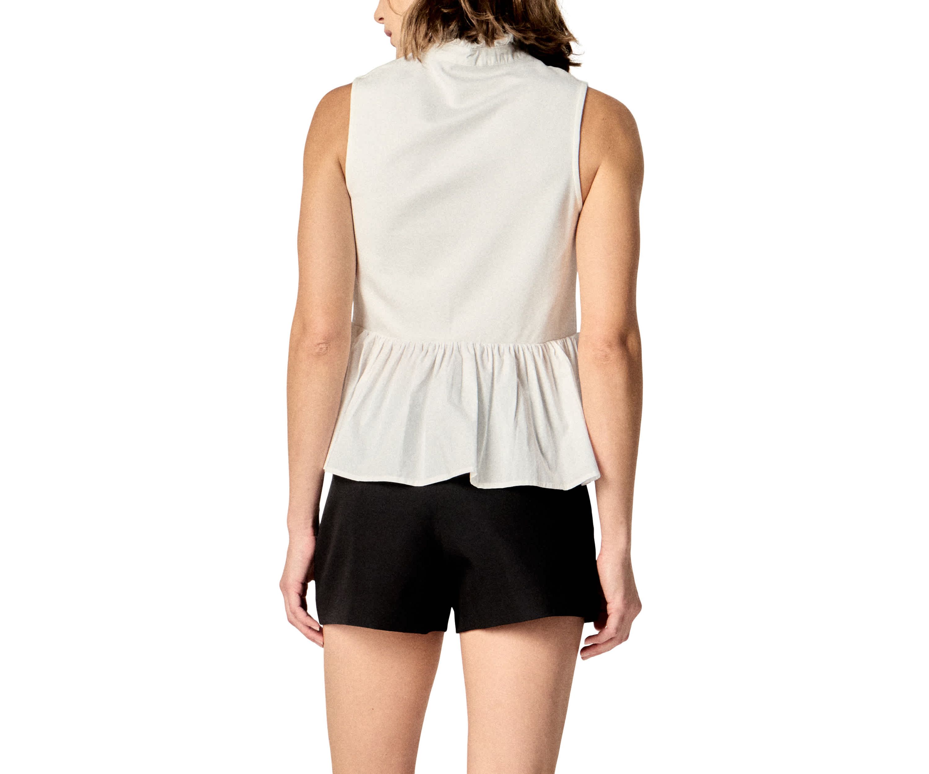 MIXED MEDIA RUFFLED TOP