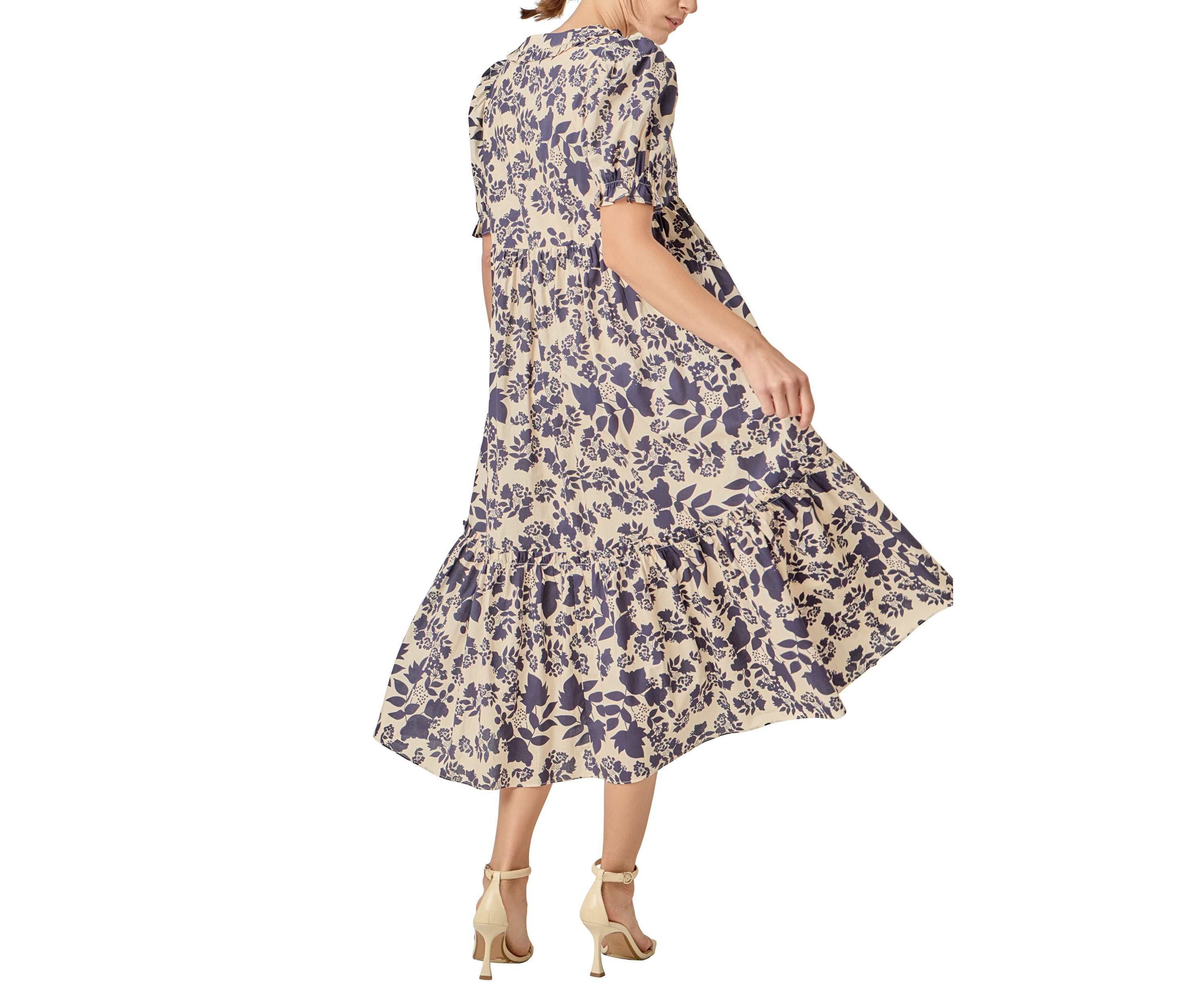 FLORAL PRINT TIERED MIDI DRESS