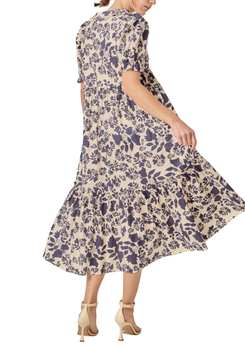FLORAL PRINT TIERED MIDI DRESS