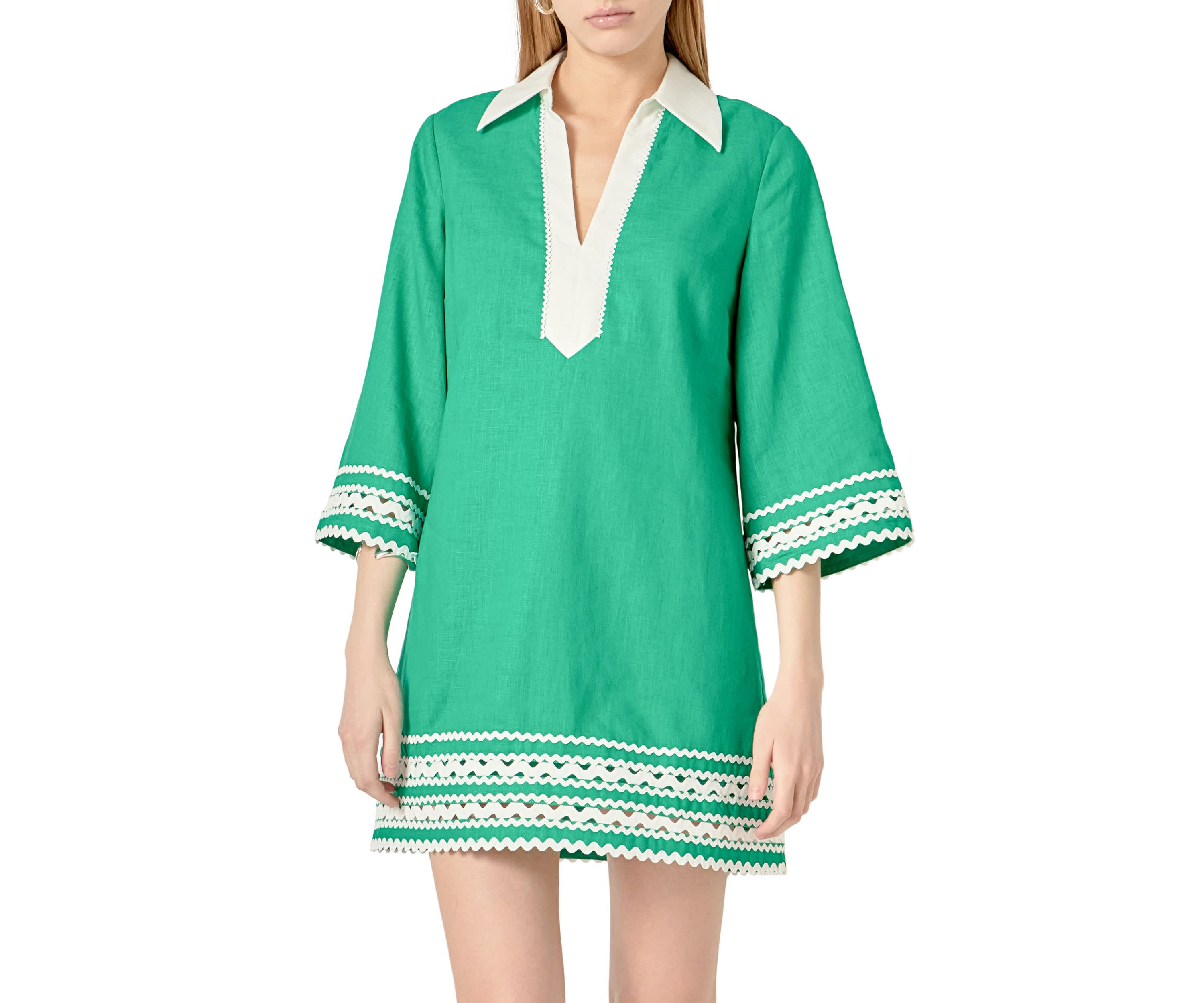 COLOR BLOCK SHIRT MINI DRESS