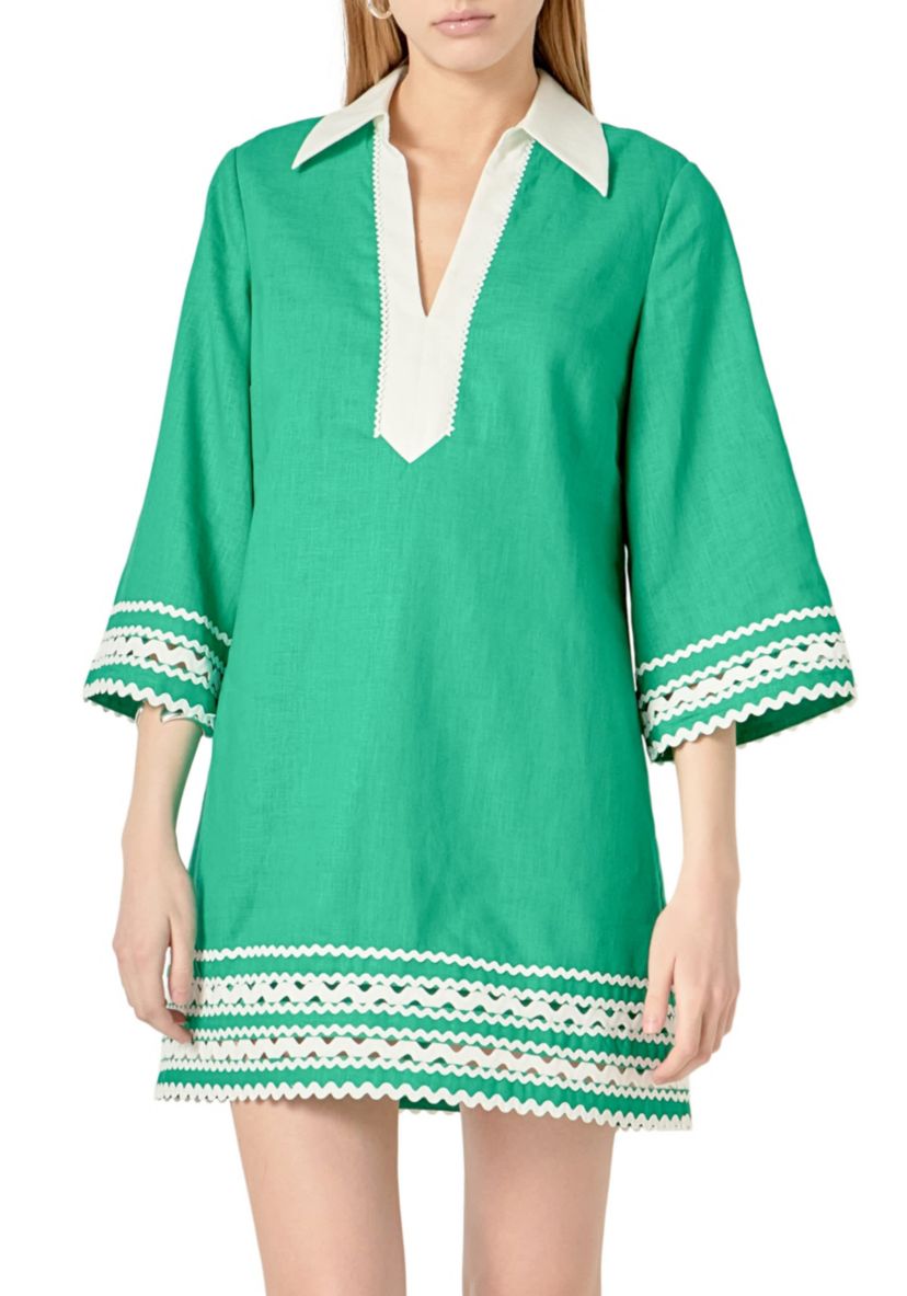 COLOR BLOCK SHIRT MINI DRESS