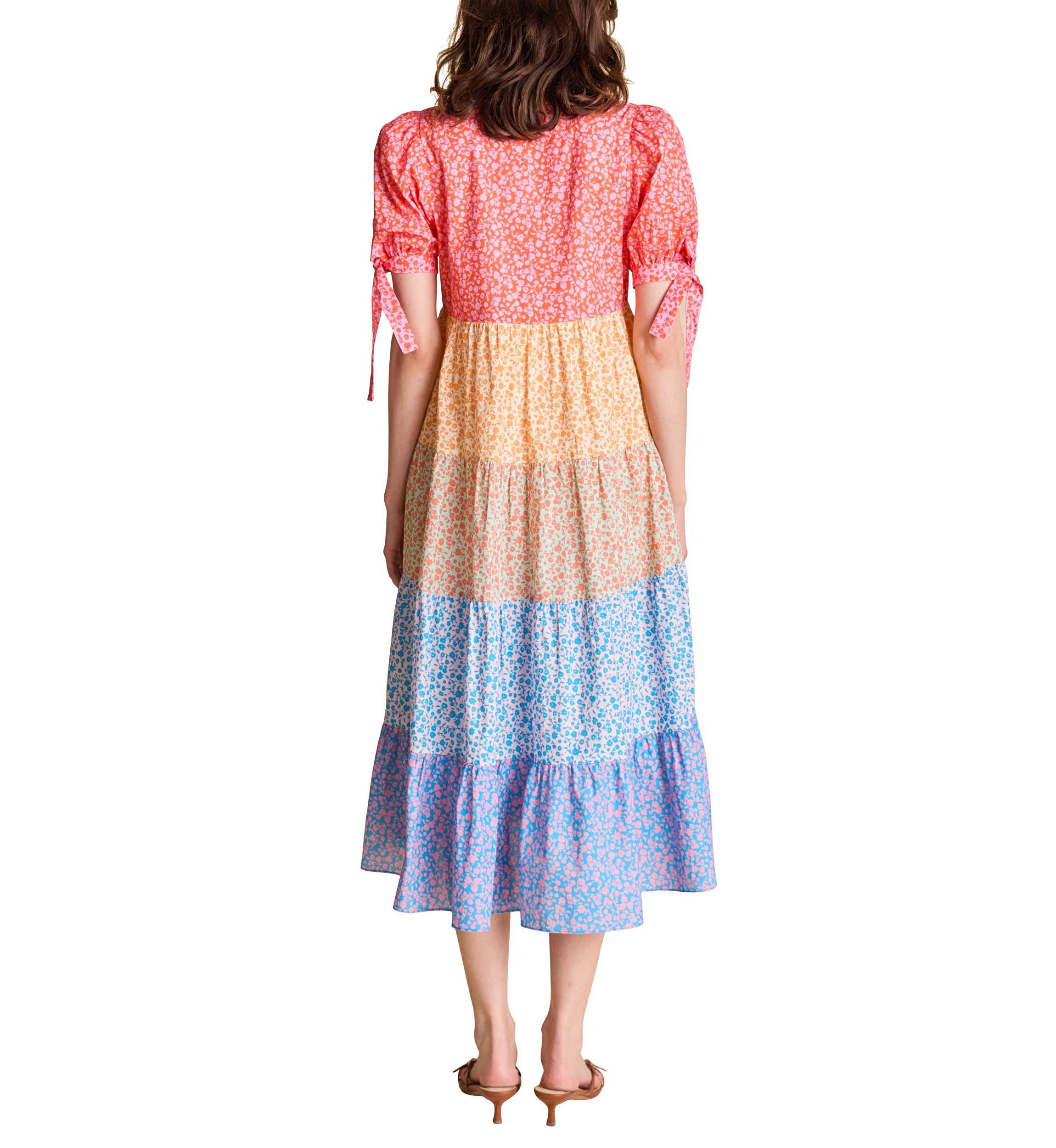 COLORBLOCK PRINTED MIDI DRESS