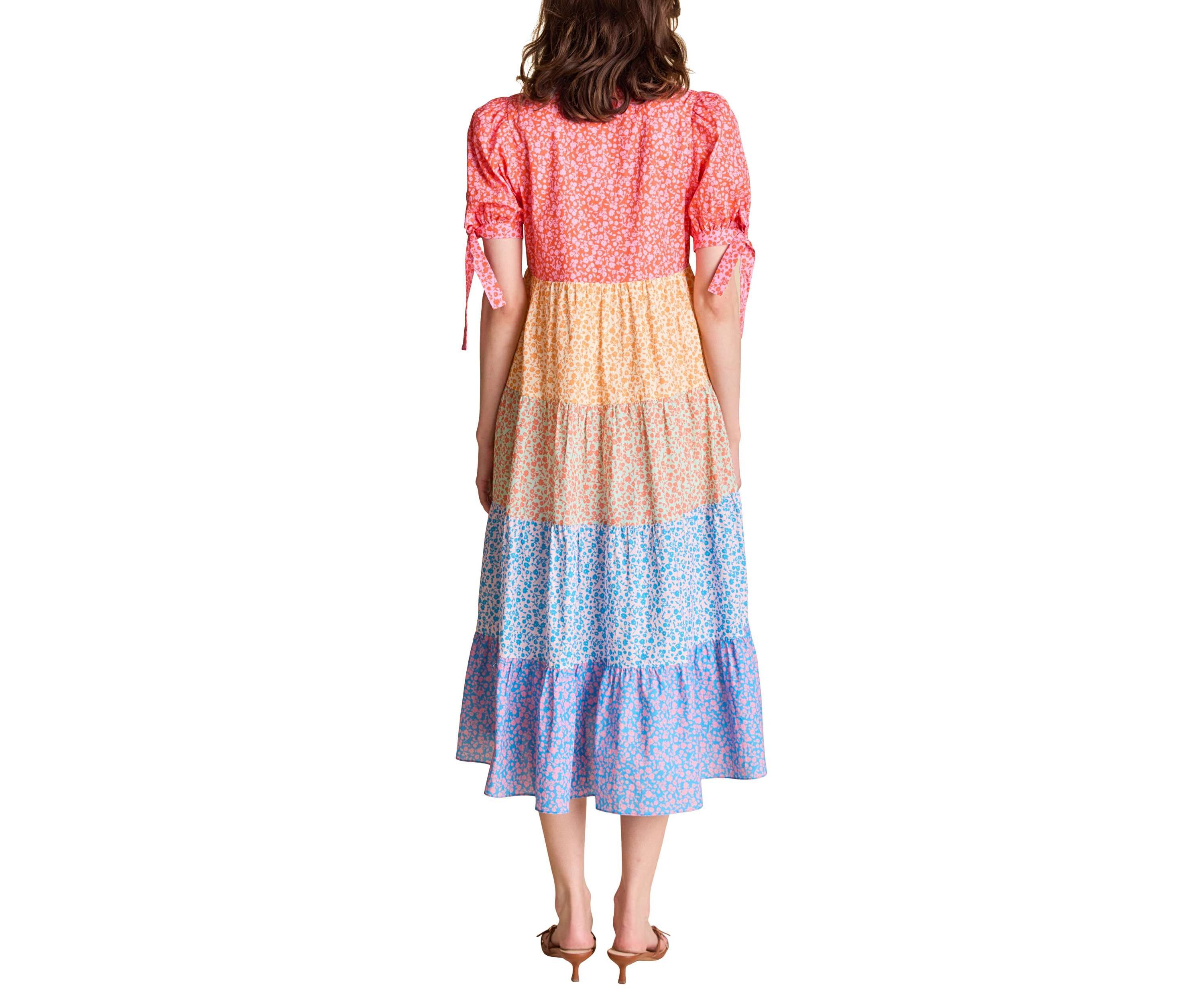 COLORBLOCK PRINTED MIDI DRESS