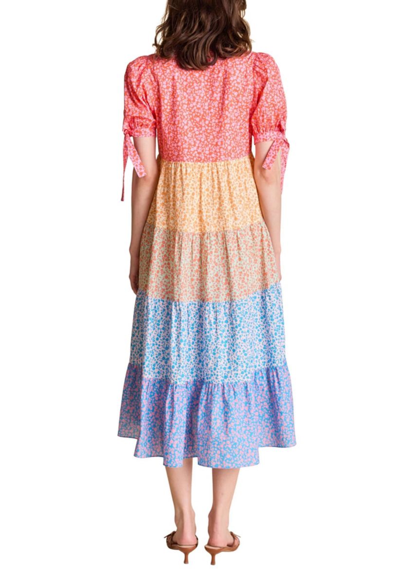 COLORBLOCK PRINTED MIDI DRESS
