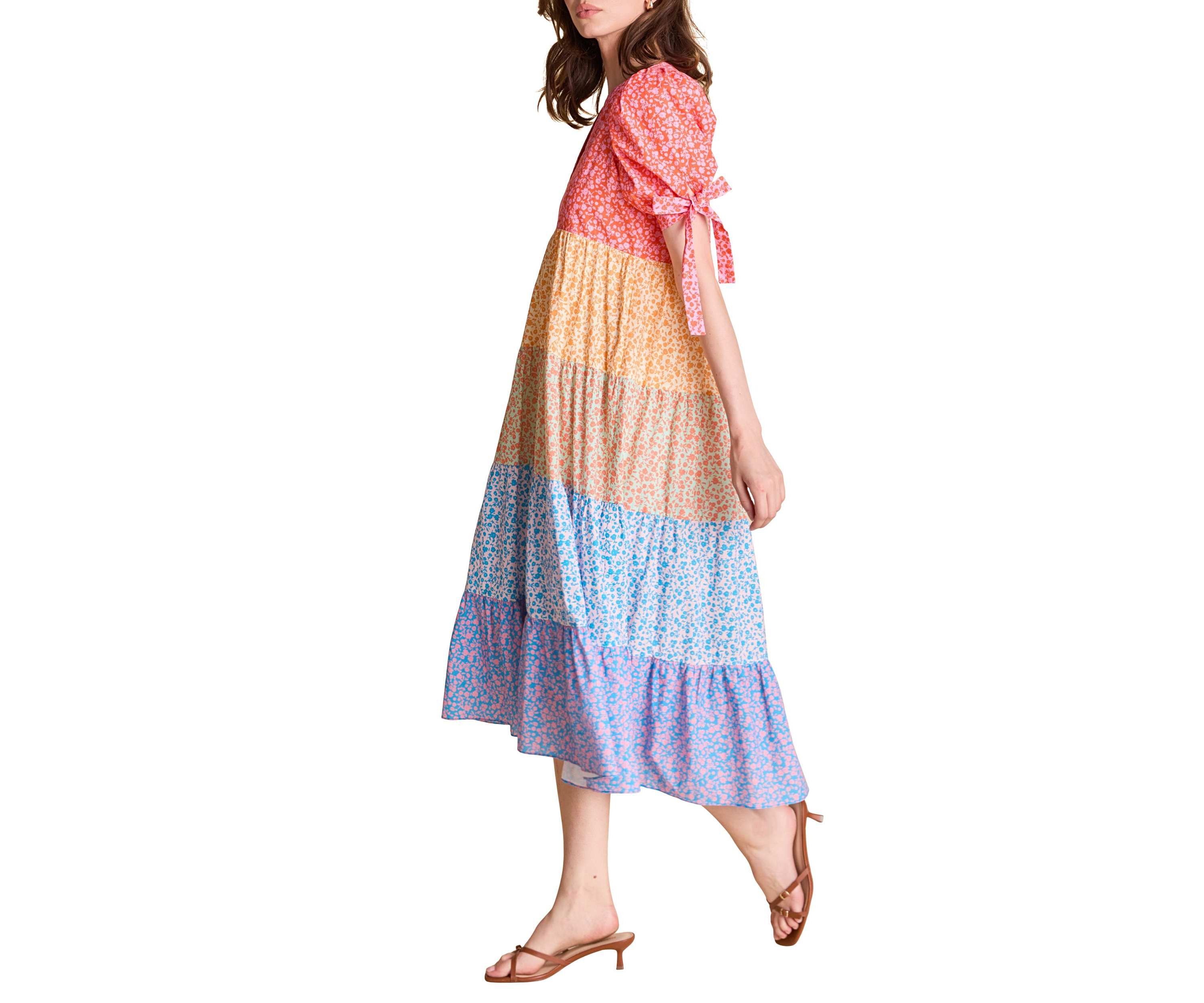 COLORBLOCK PRINTED MIDI DRESS