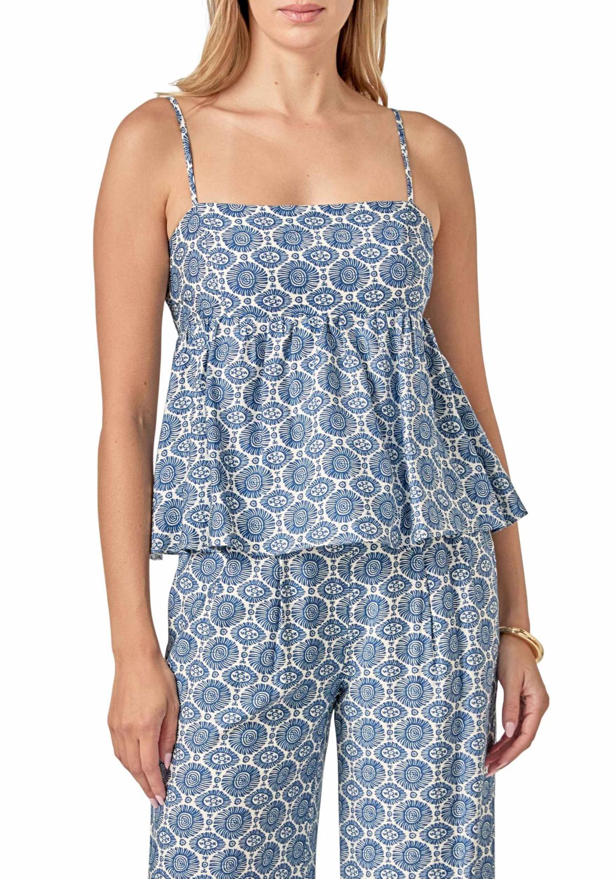 PRINTED BABYDOLL TOP