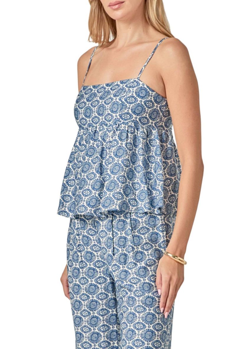 PRINTED BABYDOLL TOP