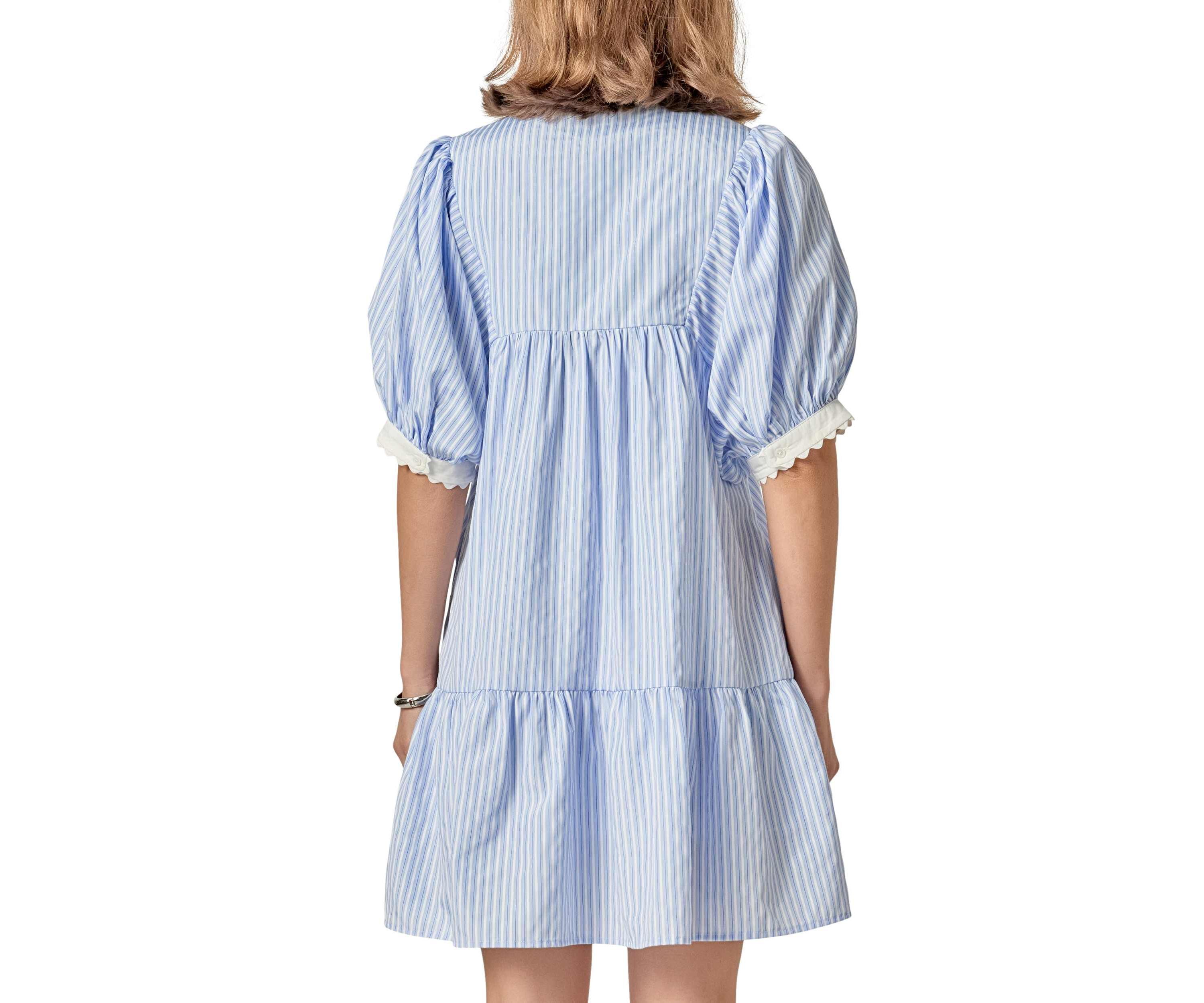 SCALLOP POINTED STRIPE MINI DRESS
