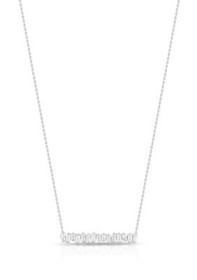 Sphera Milano Sterling Silver Baguette Cubic Zirconia Bar Necklace