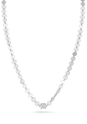 Sphera Milano Sterling Silver Solitaire Cubic Zirconia Mirror Chain Necklace