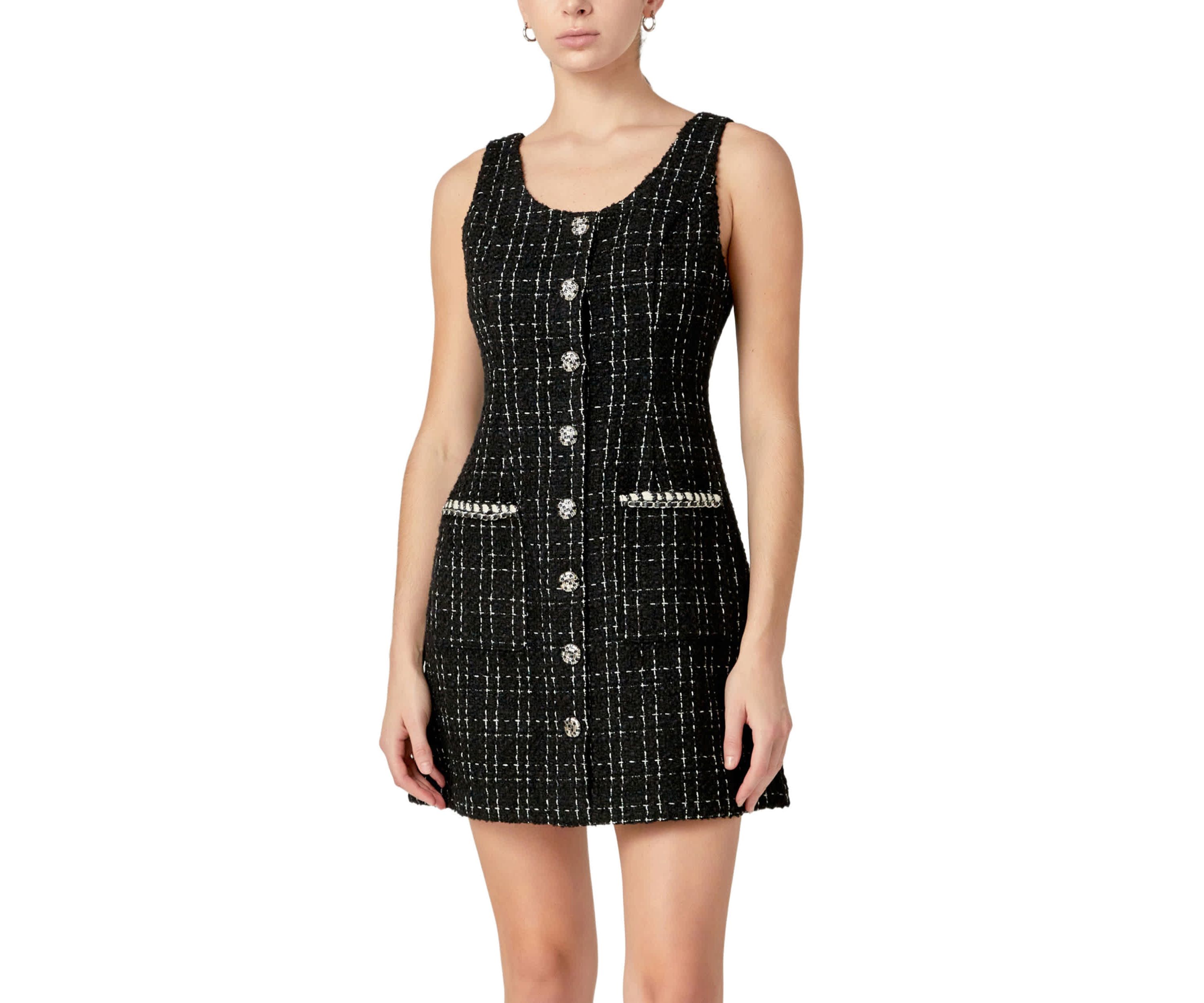 TWEED SLEEVELESS MINI DRESS