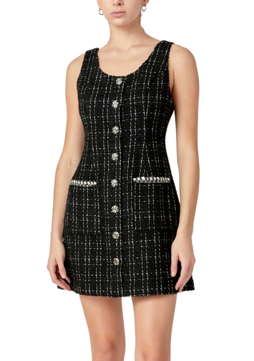 TWEED SLEEVELESS MINI DRESS